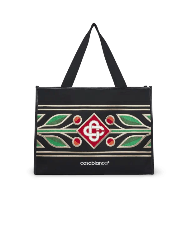 Casablanca o1mle0326 Size: OS / Embroidered Knit Shopper Bag in Black Size ONE SIZE - 1 Thumbnail
