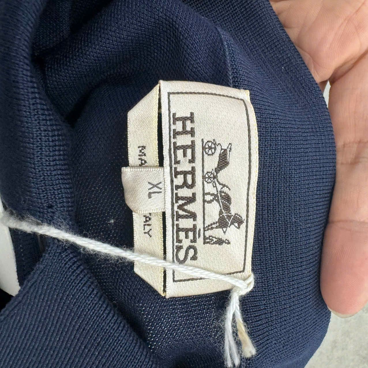 Hermes HERMES H embroidered buttoned polo shirt Marine Size US XL / EU 56 / 4 - 6 Thumbnail