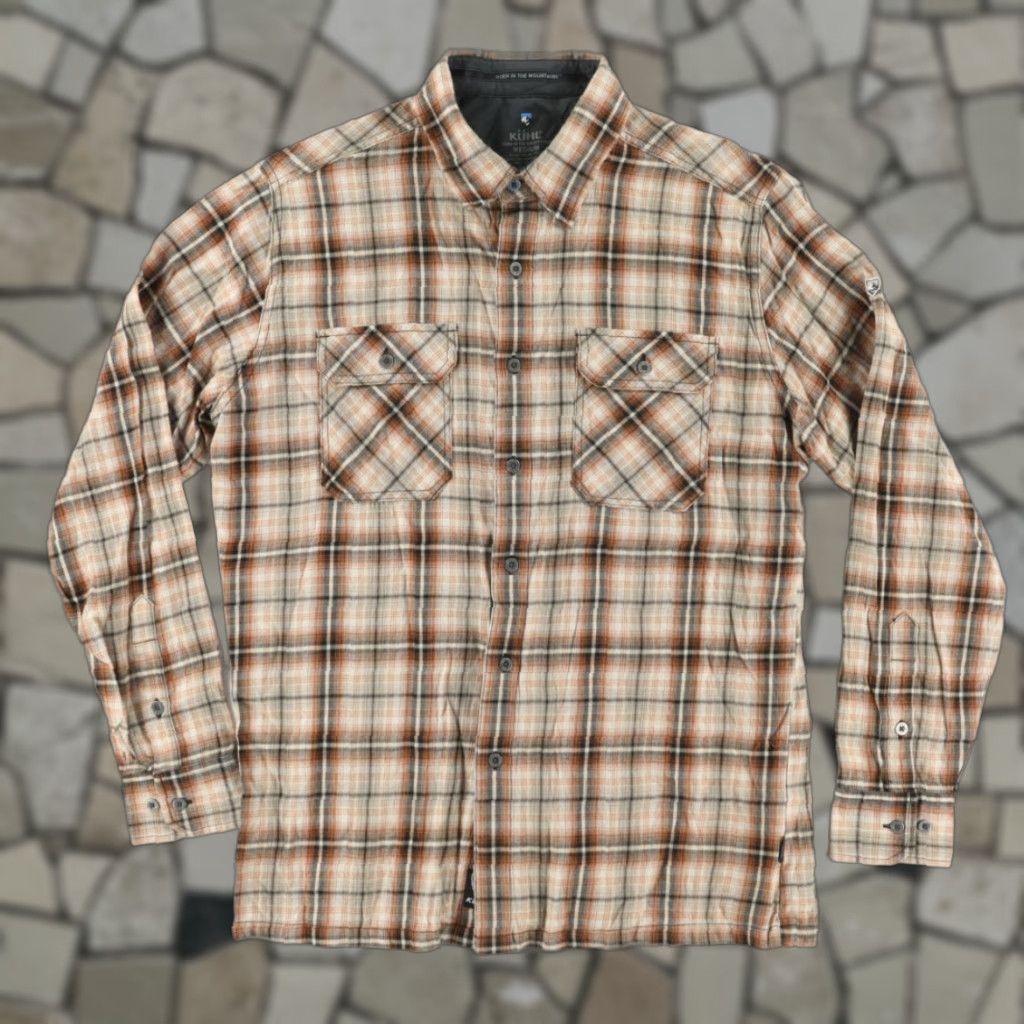 Vintage Kuhl Button Up Shirt Flannel Cotton Blend Plaid Brown Men's M Size US M / EU 48-50 / 2 - 1 Thumbnail
