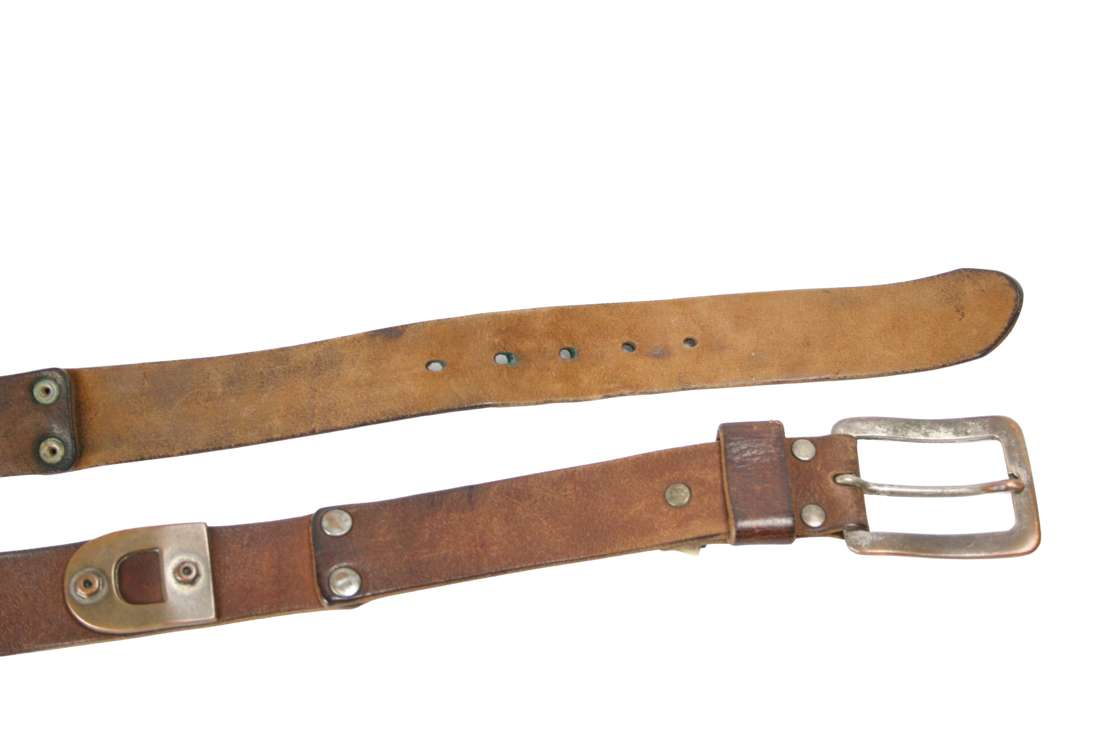 Diesel 00S Y2K Grunge Metal Cow Leather Mechanic Belt Vintage Size 36 - 4 Thumbnail