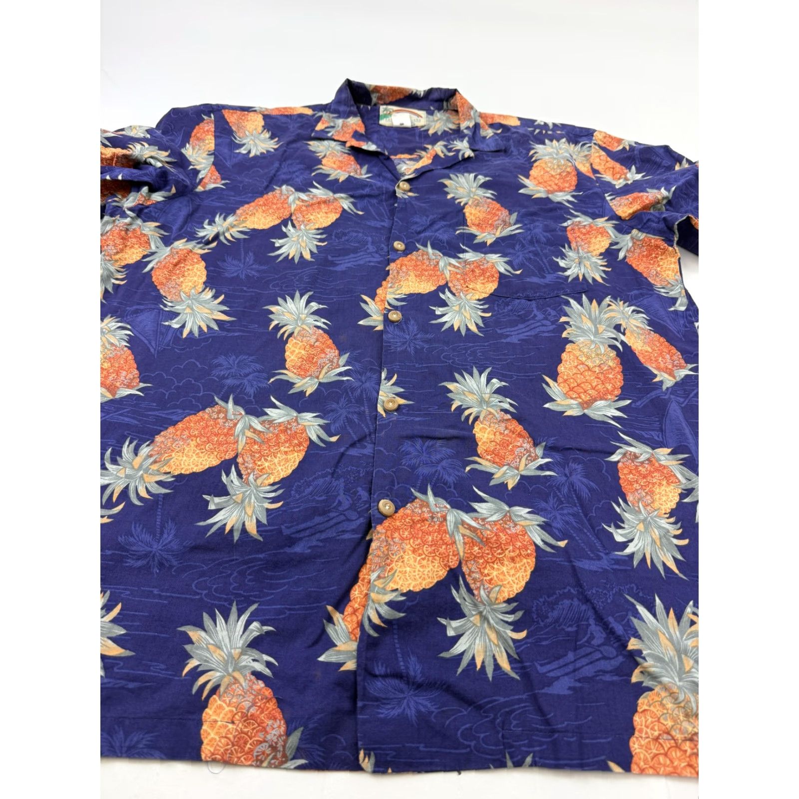 Paradise Found Paradise Found Shirt Mens Large Blue Hawaiian Pineapple Vintage Casual Button-Up Short Sleeve Size US L / EU 52-54 / 3 - 2 Thumbnail