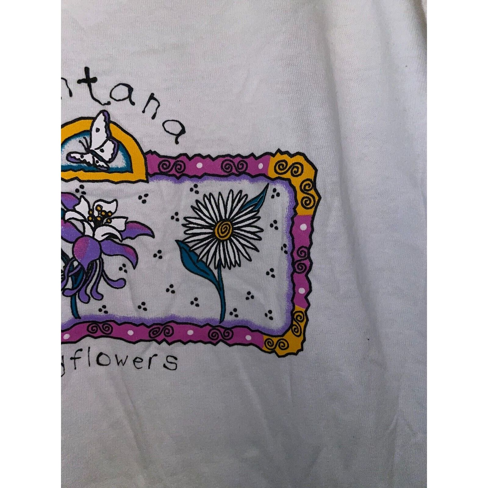 Vintage Vintage Womens Montana Flower Shirt Tee 90s Stained M Size M / US 6-8 / IT 42-44 - 4 Thumbnail
