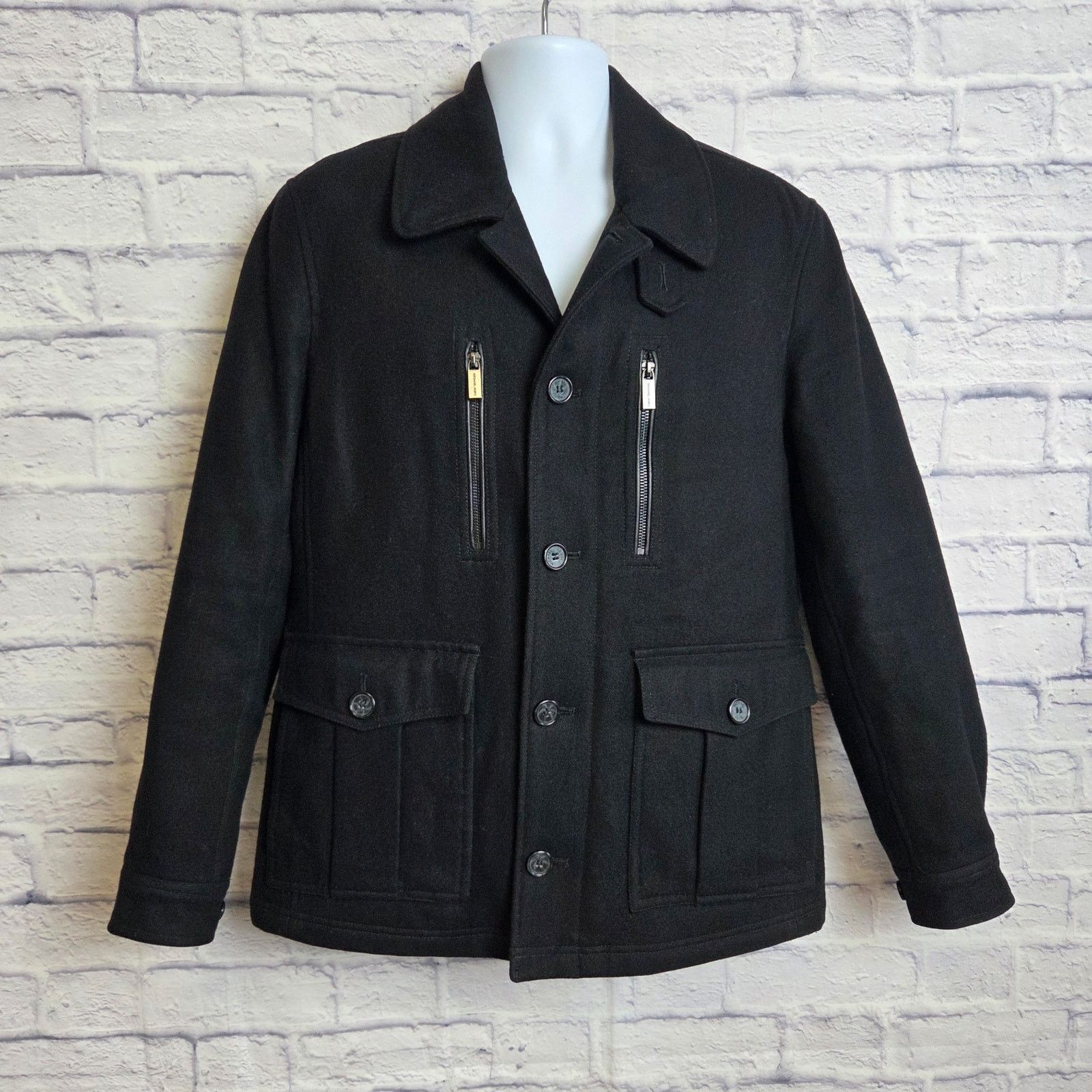 Michael Kors Michael Kors Medium Black Wool Blend Field Jacket Pea Coat Size US M / EU 48-50 / 2 - 2 Thumbnail