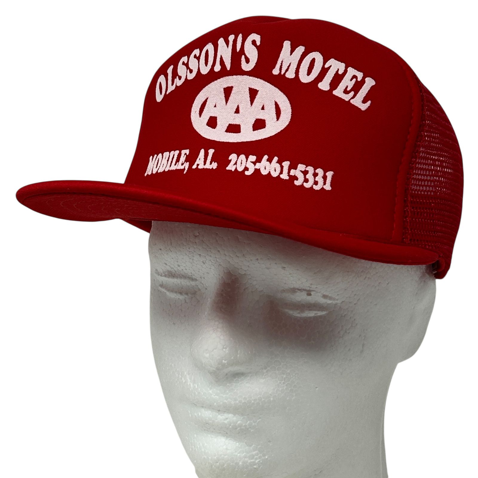 Vintage Vintage Olssons Motel Trucker Hat Cap Red 80s Mobile Alabama Size ONE SIZE - 1 Thumbnail