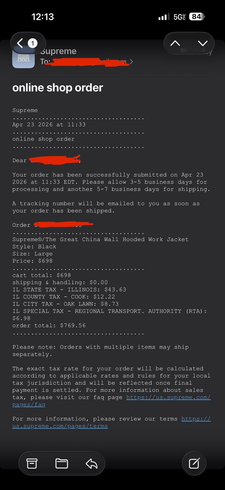 Supreme Supreme The Great China Wall Hooded Work Jacket in black Size US L / EU 52-54 / 3 - 8 Thumbnail