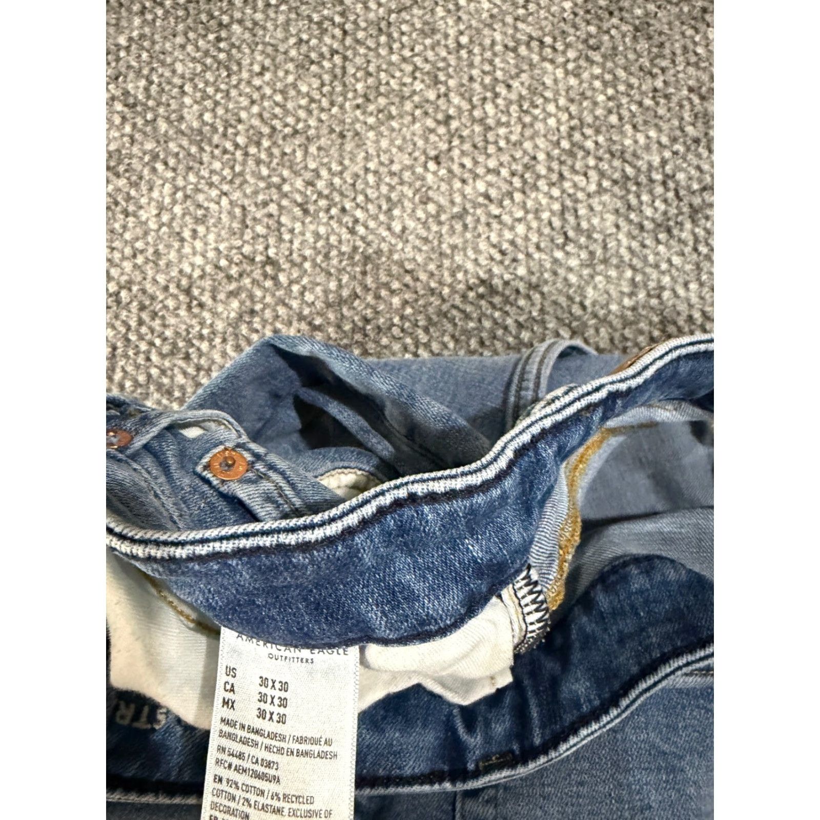 American Eagle Outfitters VINTAGE? No — American Eagle Jeans Men 30x30 Blue Straight Distressed Flex Denim Shirt? Size US 30 / EU 46 - 6 Thumbnail