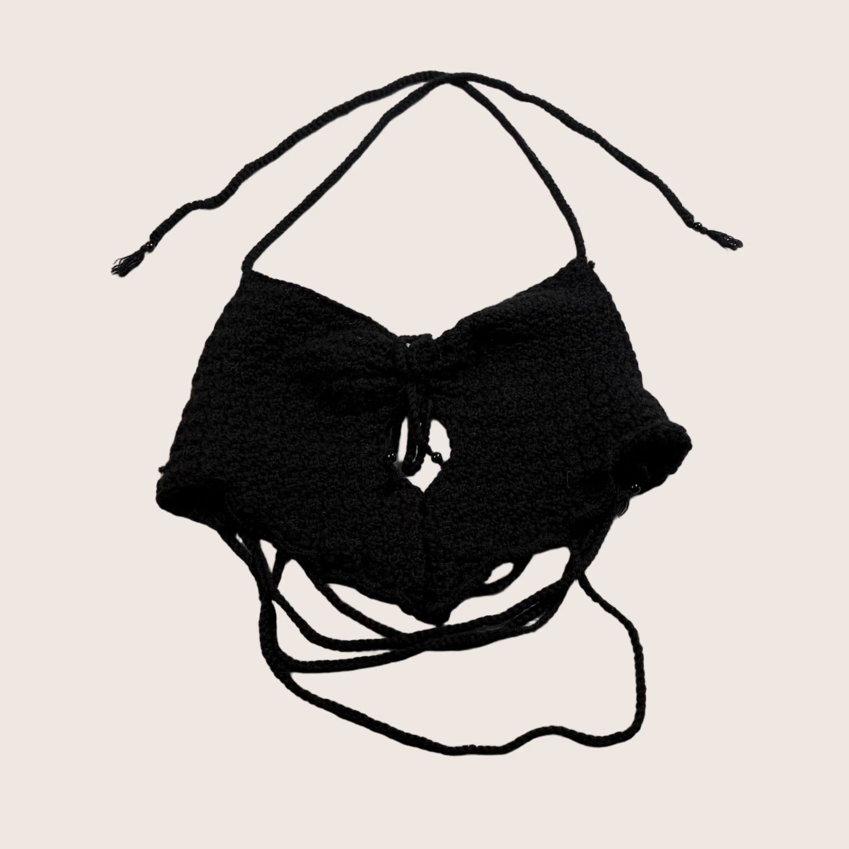 Vintage The Label Crochet Bralette Woman S Black Festival Hippie Club Rave Boho Y2K Lot Size ONE SIZE - 1 Thumbnail