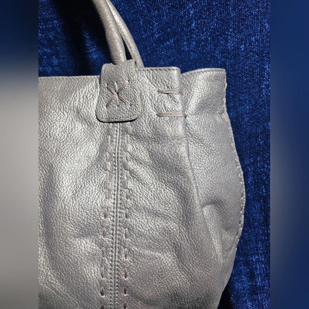 Vintage Y2K Carlos Falchi Silver Hobo Leather Handbag Tote Size ONE SIZE - 3 Thumbnail