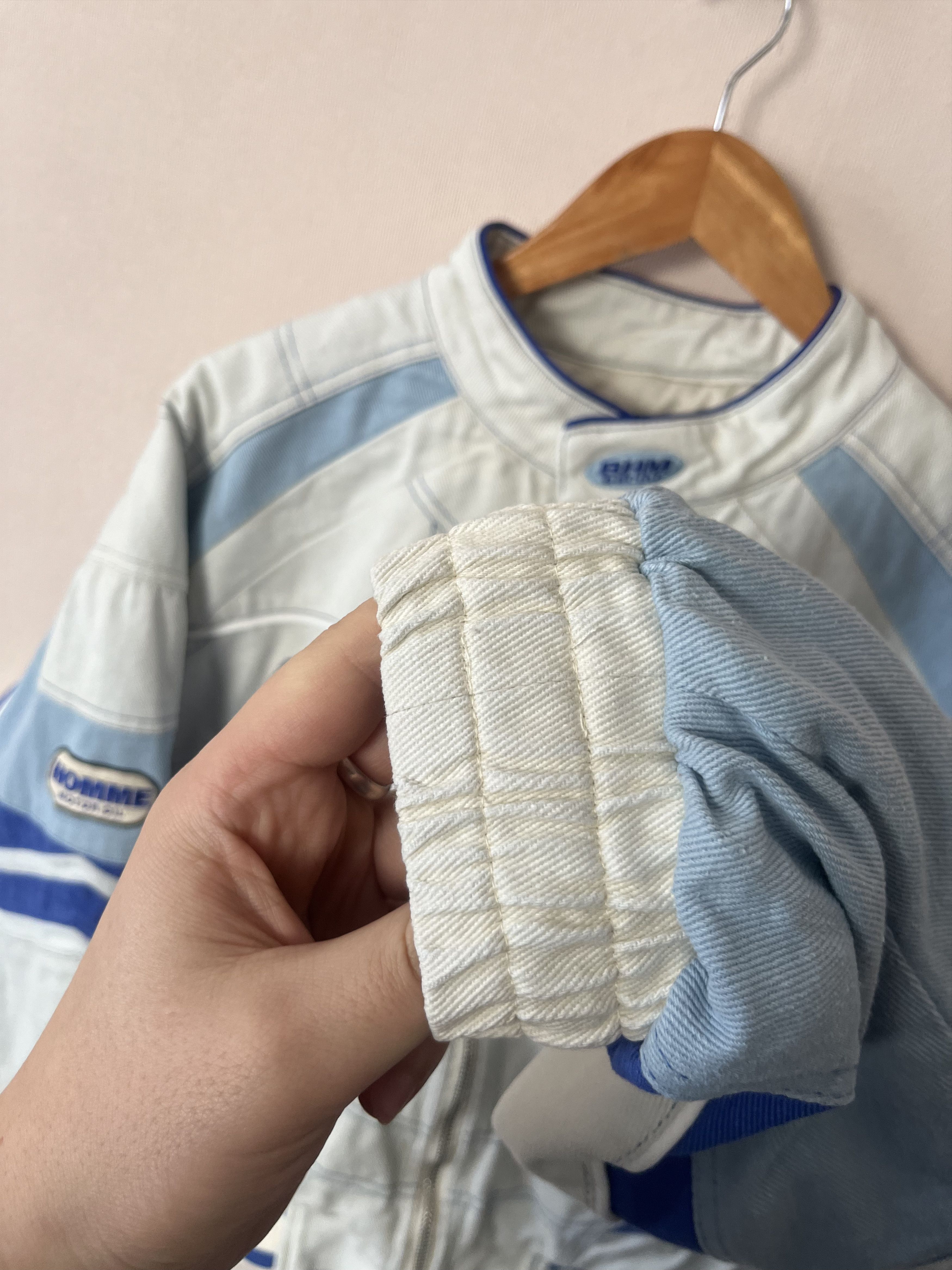 Boohoo Boohooman Racing Bomber Jacket White Blue Size S Size US S / EU 44-46 / 1 - 11 Thumbnail