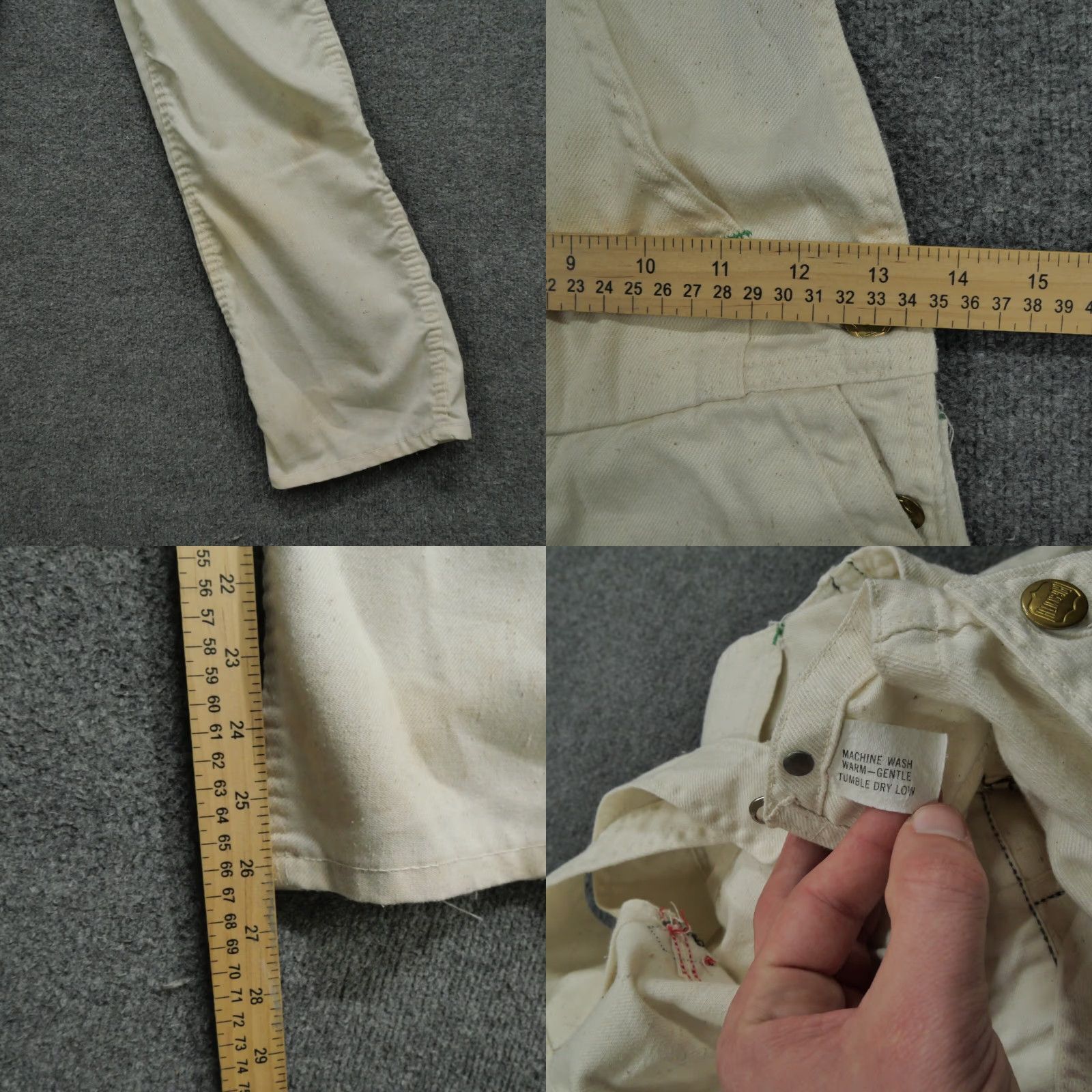 Vintage VINTAGE Big Smith Overalls Mens 27x26 White Cream Sanforized Workwear Adult 50s Size US 27 - 8 Thumbnail