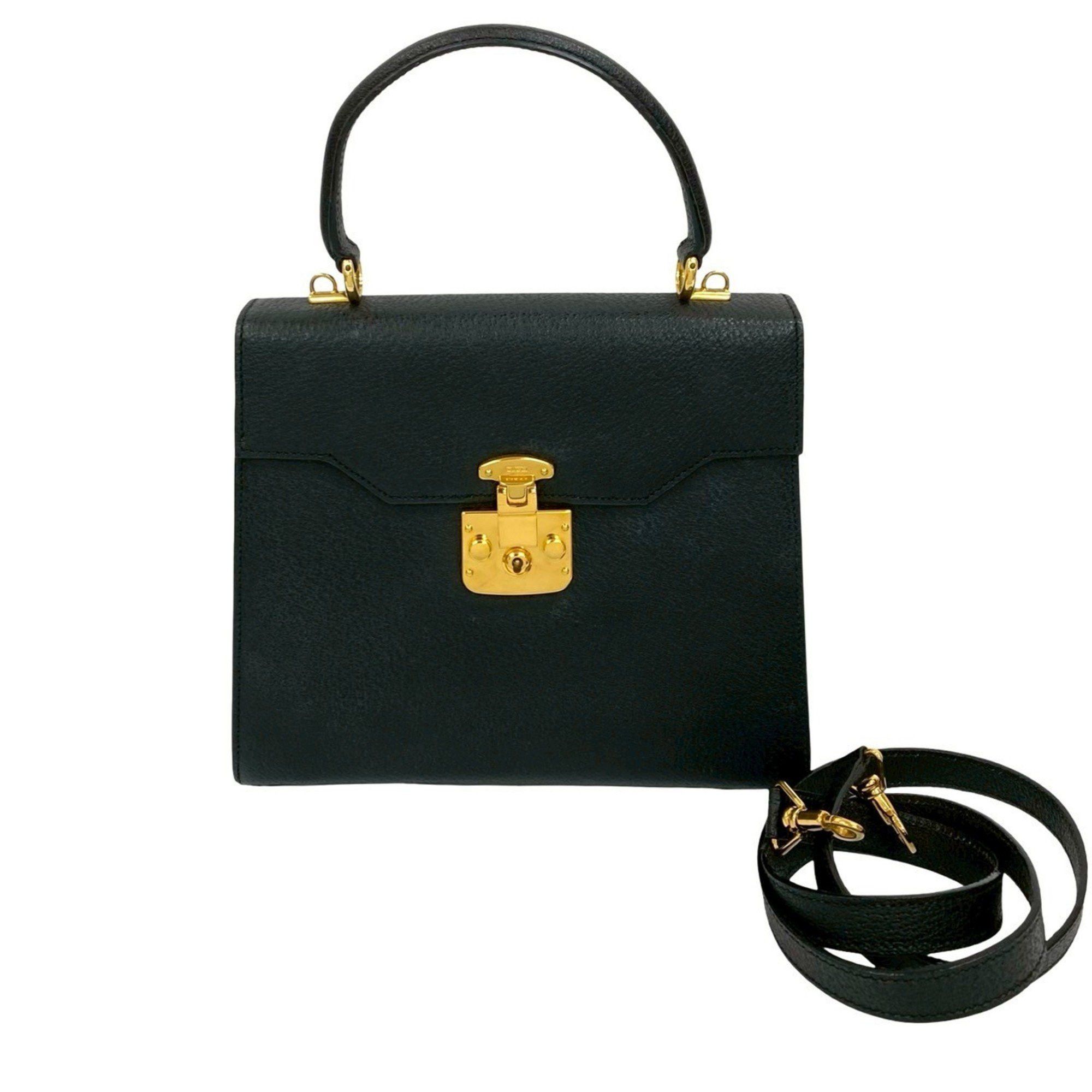 Gucci GUCCI Old Gucci Ladylock Leather 2-Way Handbag/Shoulder Bag, Black, 94714 Size ONE SIZE - 1 Thumbnail