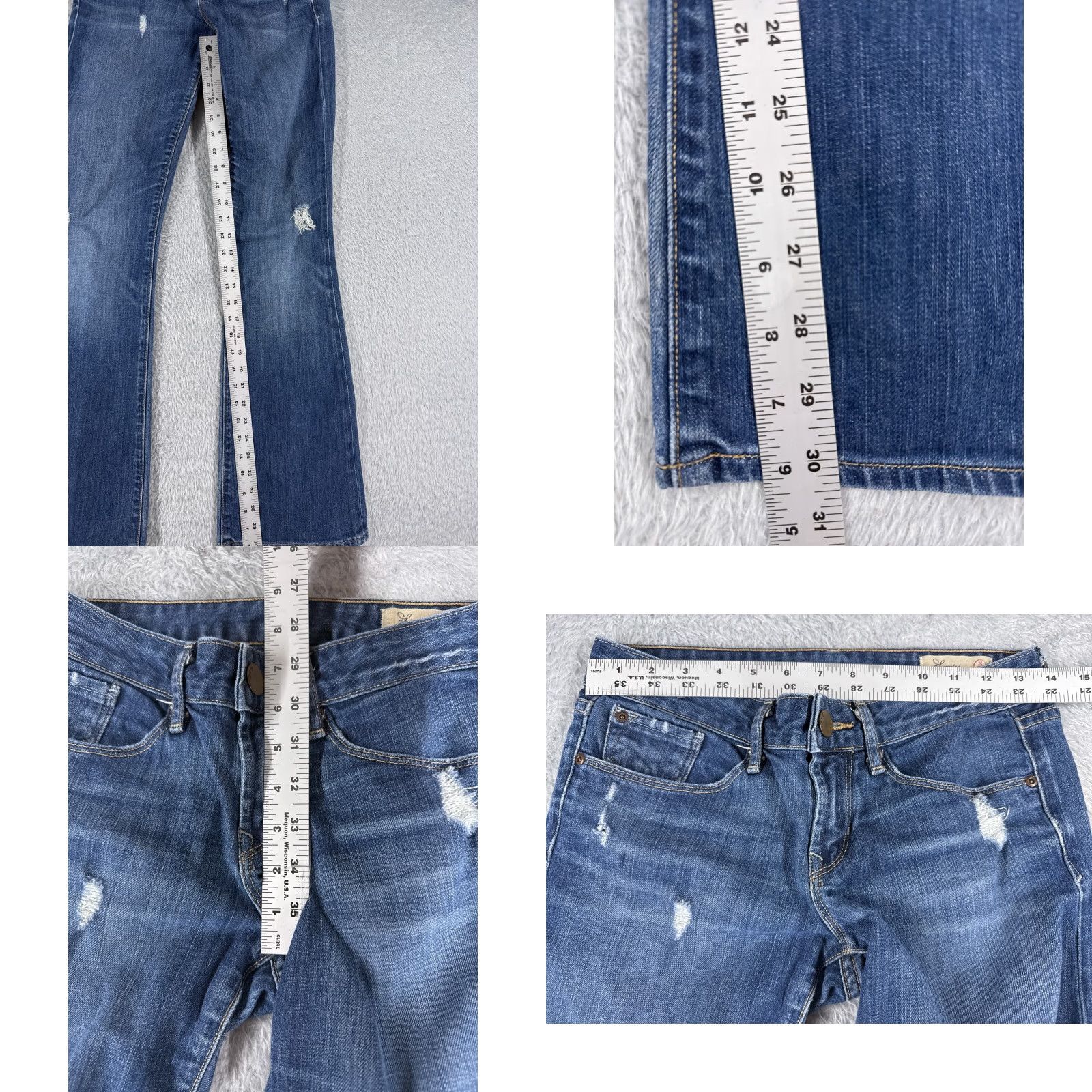 Gap VINTAGE Gap Jeans Womens 2 Blue Denim Bootcut Distressed Low Rise 27x30 Jeans Womens Mens? Size 26" / US 2 / IT 38 - 8 Thumbnail