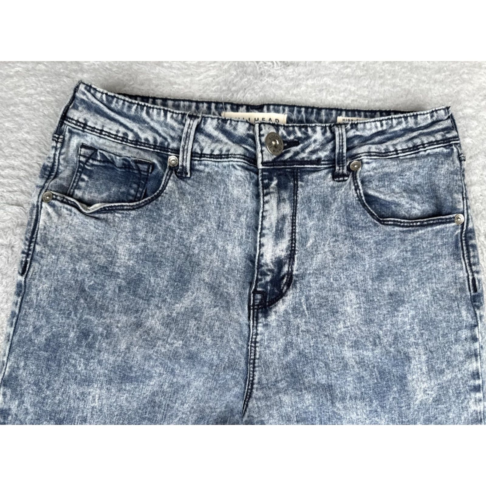 Vintage Bullhead Juniors Jegging Jeans Gray Acid Wash Mid Rise 25in Waist 7 inseam 29in Slim 5-Pocket Denim Womens Size 28" / US 6 / IT 42 - 4 Thumbnail