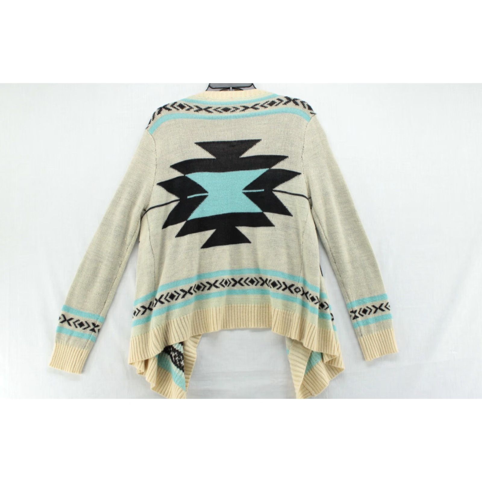 Native L Love Cardigan Women M/L Beige Aztec Native Open Front Wrap Size M / US 6-8 / IT 42-44 - 3 Thumbnail