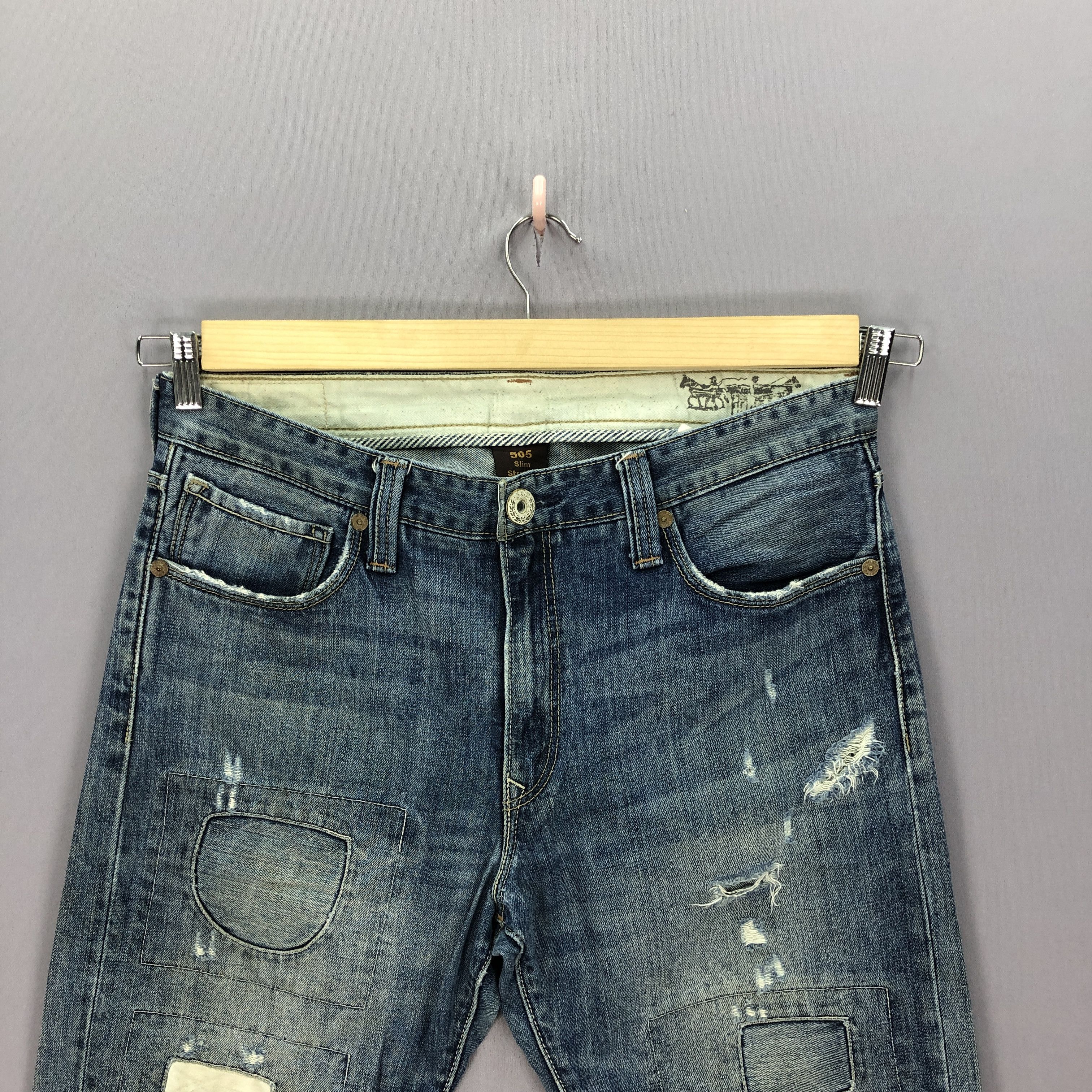 Jean Vintage Levis 550 Patchwork Distressed Jeans Levi's Denim Size US 34 / EU 50 - 7 Thumbnail