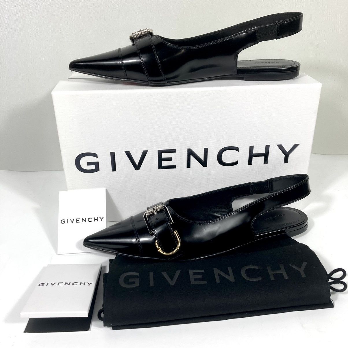 Givenchy Givenchy Voyou Pointed Toe Slingback Ballet Flat Black 39.5 Size US 8.5 / IT 38.5 - 3 Thumbnail