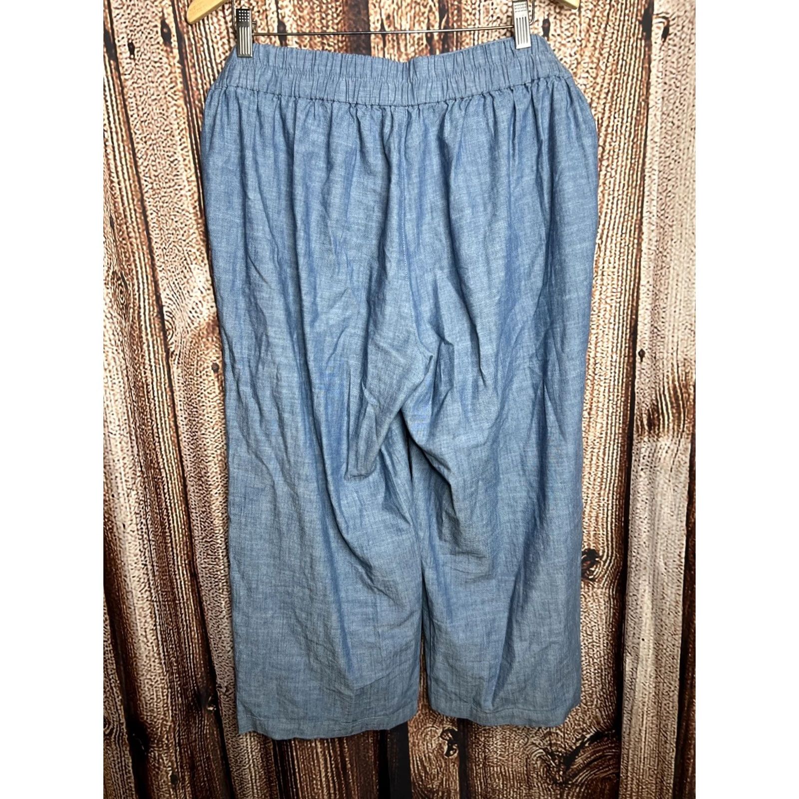 J.Crew J. Crew Chambray Tie Waist Wide-Leg Cropped Pants Light Indigo Womens Size 12 Size 34" / US 12 / IT 48 - 3 Thumbnail