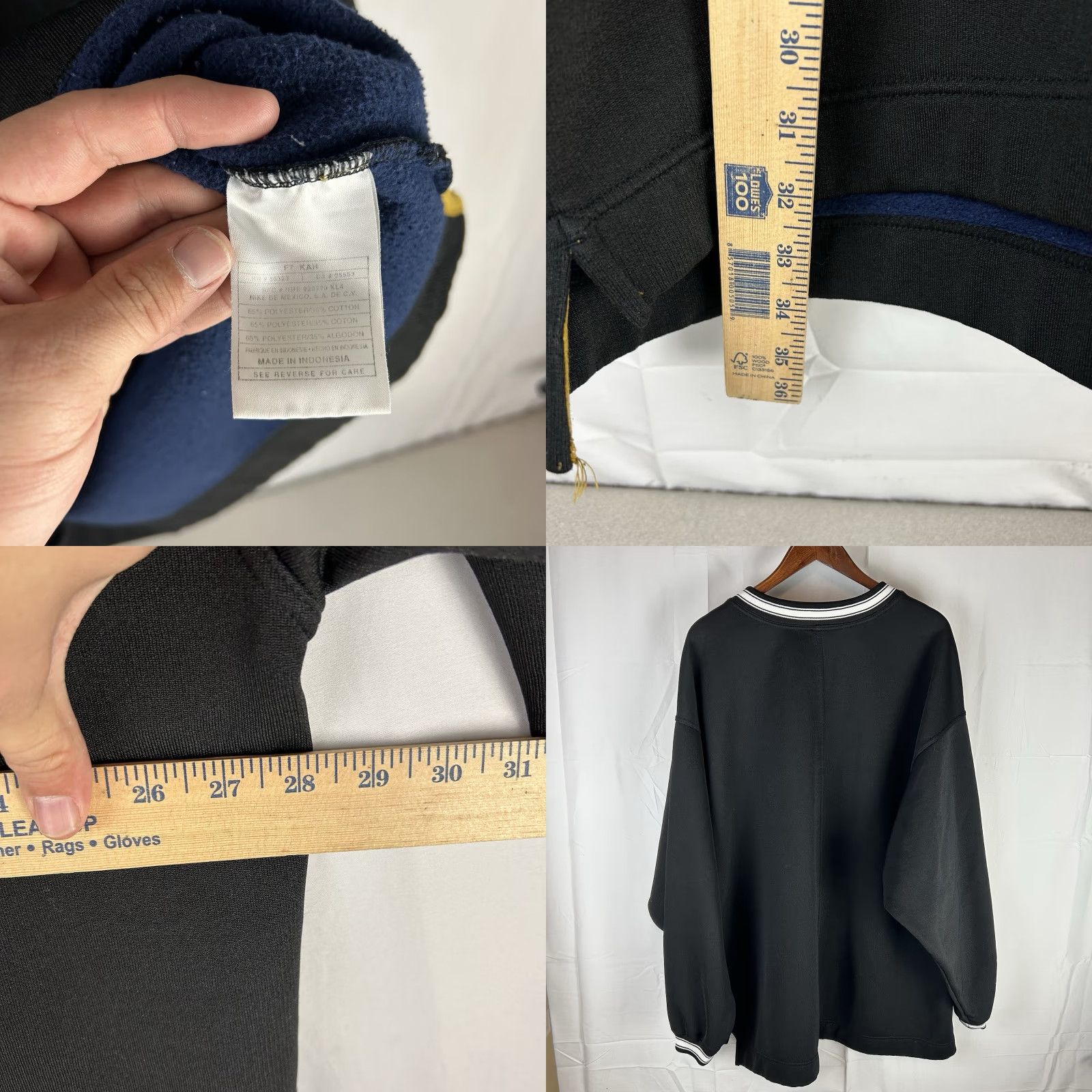 Nike VTG Nike Sweatshirt V-Neck Black Mens XXL Pull Over Swoosh Logo 90s Sherpa Lined Size US XXL / EU 58 / 5 - 8 Thumbnail