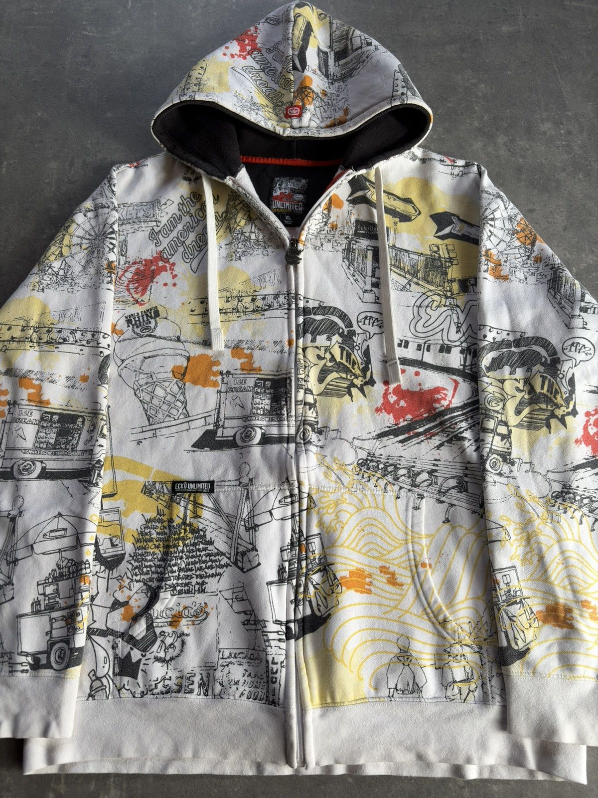 Ecko Unltd. Ecko Unltd Grafitti AOP Printed Baggy Zip Hoodie XL Size US XL / EU 56 / 4 - 6 Thumbnail