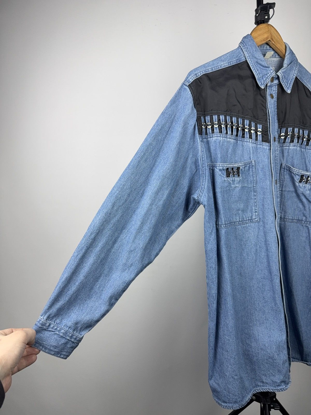 Vintage 90s Vintage Jacques Lorant Denim Cowboy Western Chain Shirt Size US XL / EU 56 / 4 - 9 Thumbnail