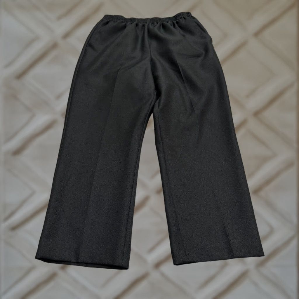 Vintage Alfred Dunner Straight Leg Pants Womens 12P Petite Black Elastic Waist 30x27 Size 34" / US 12 / IT 48 - 1 Thumbnail