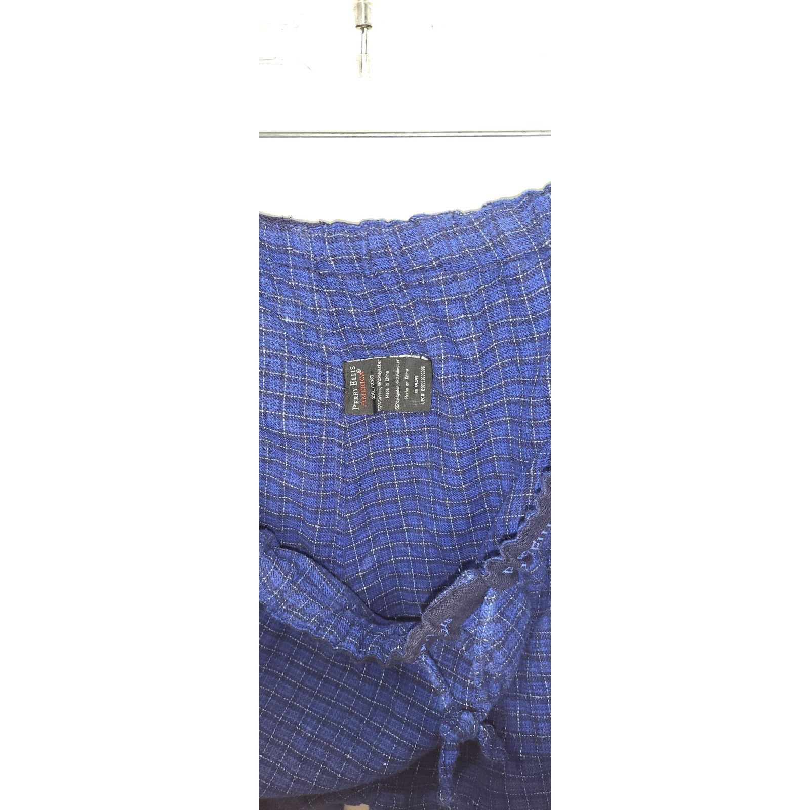 Perry Ellis Perry Ellis Blue Small Plaid Box Cotton Lounge Pants XXL Size US 38 / EU 54 - 3 Thumbnail