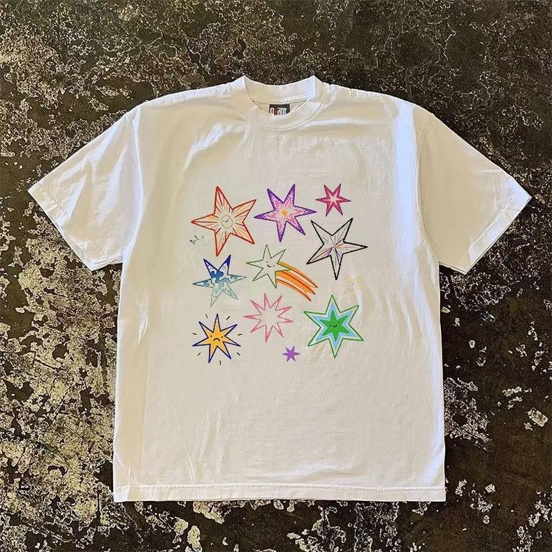 Japanese Brand Star pattern white street fashion cotton t-shirt Size US M / EU 48-50 / 2 - 1 Thumbnail
