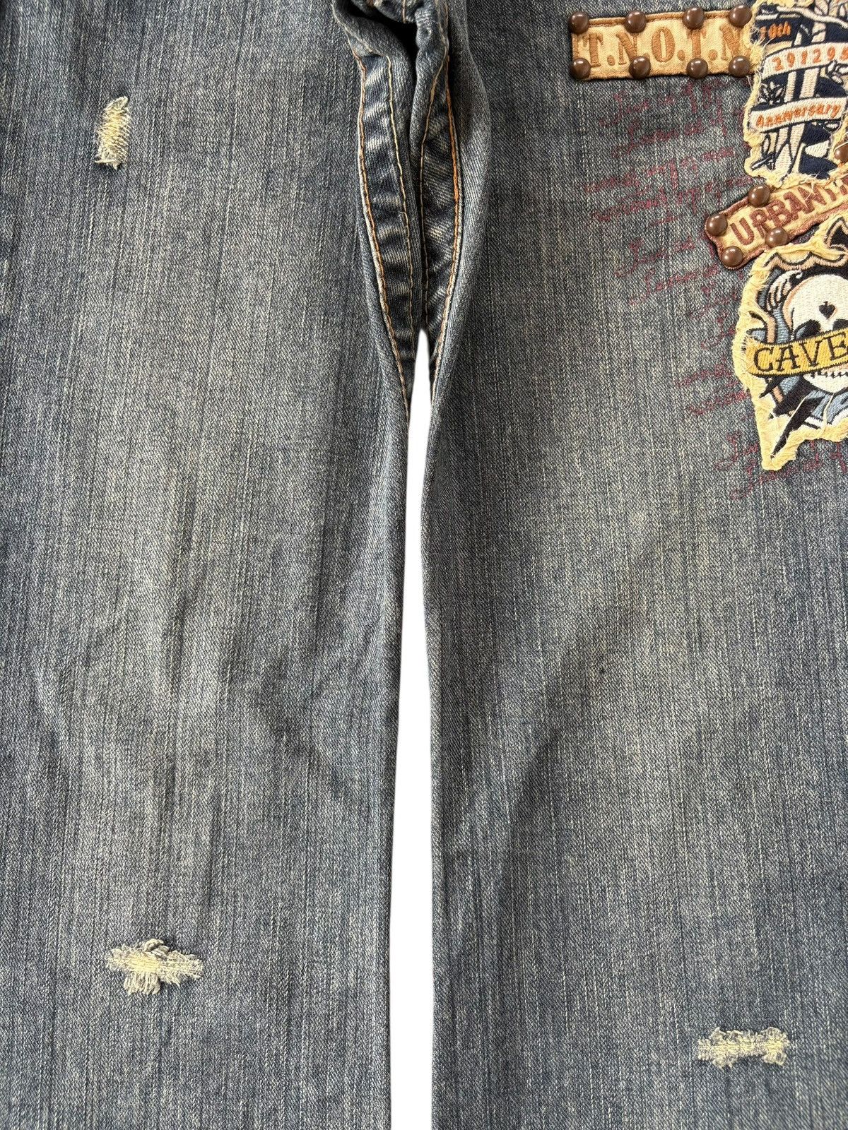 If Six Was Nine Vintage Japanese Brand Punk Skull Distress Flare Jeans Size US 29 - 3 Thumbnail