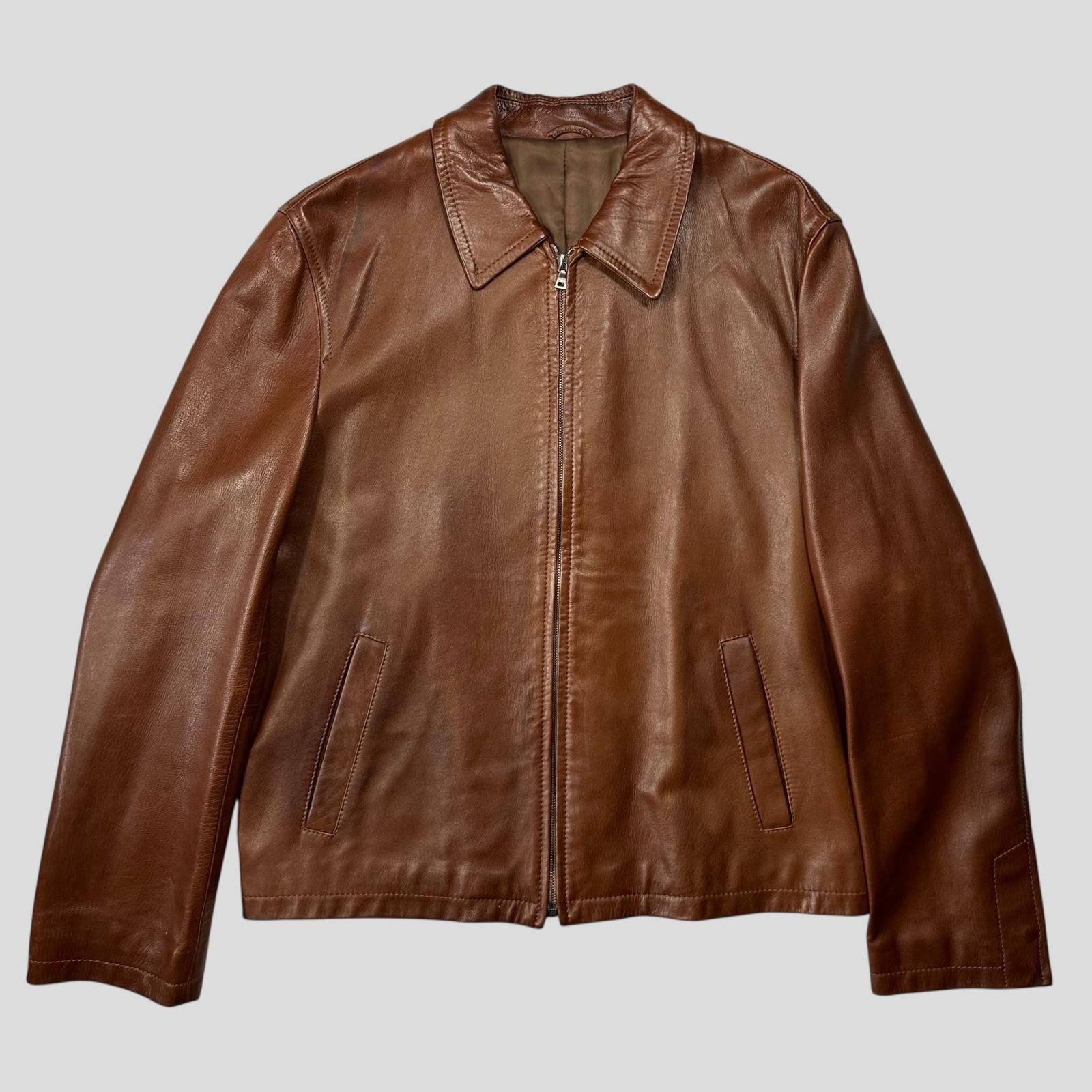 Prada Prada Milano FW98 Whiskey Leather Lined Zip Work Jacket IT50 Size US L / EU 52-54 / 3 - 5 Thumbnail
