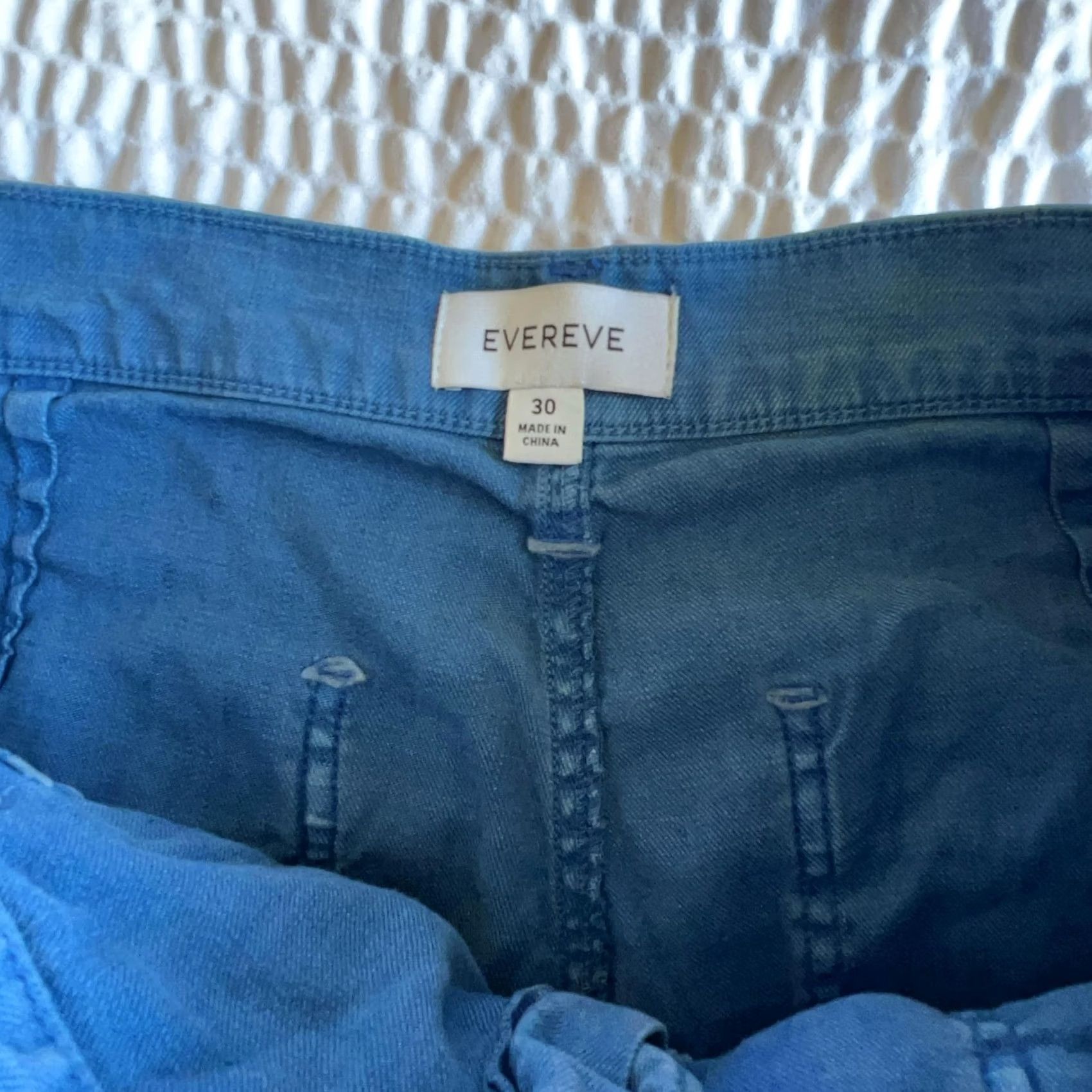 Denime Evereve Pants Womens 30 Blue Cropped Denim Relaxed Pockets Button Flat Front Size 30" / US 8 / IT 44 - 6 Thumbnail