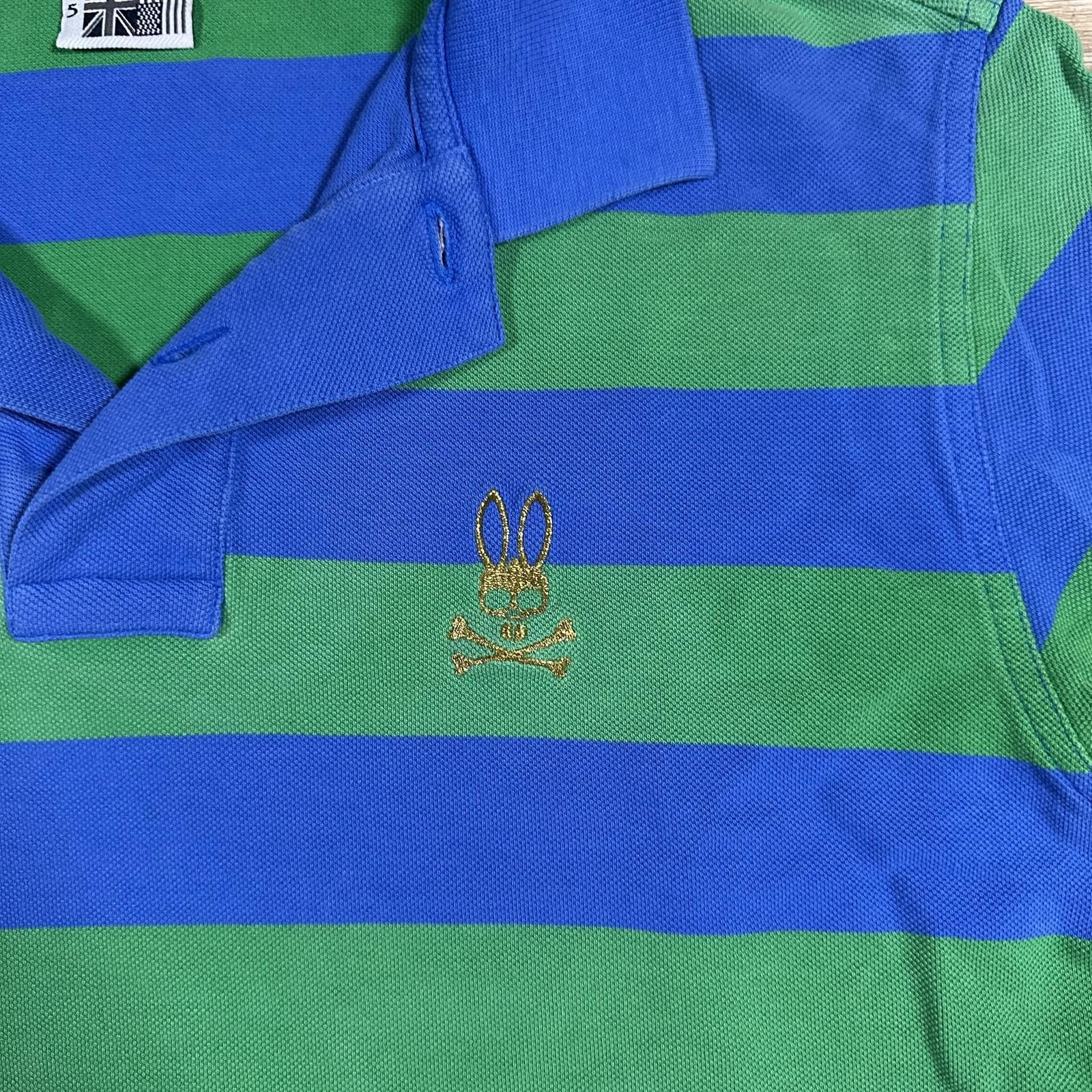 Psycho Bunny Psycho Bunny Men's Polo Shirt Size 5 Blue and Green Striped Size US M / EU 48-50 / 2 - 3 Thumbnail