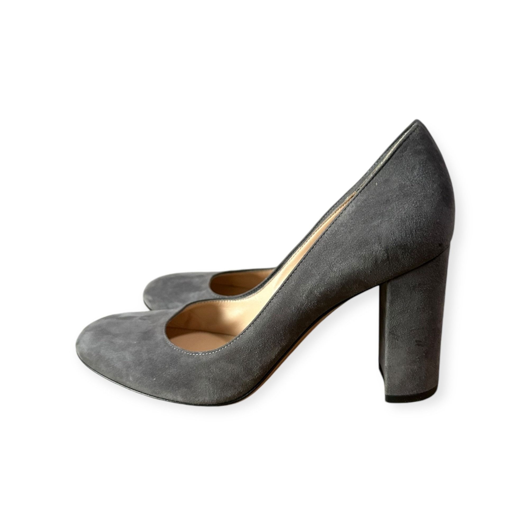 Gianvito Rossi Gianvito Rossi Round Toe 85mm Block Heel Pumps, Gray Suede, Size US 9.5 / IT 39.5 - 5 Thumbnail