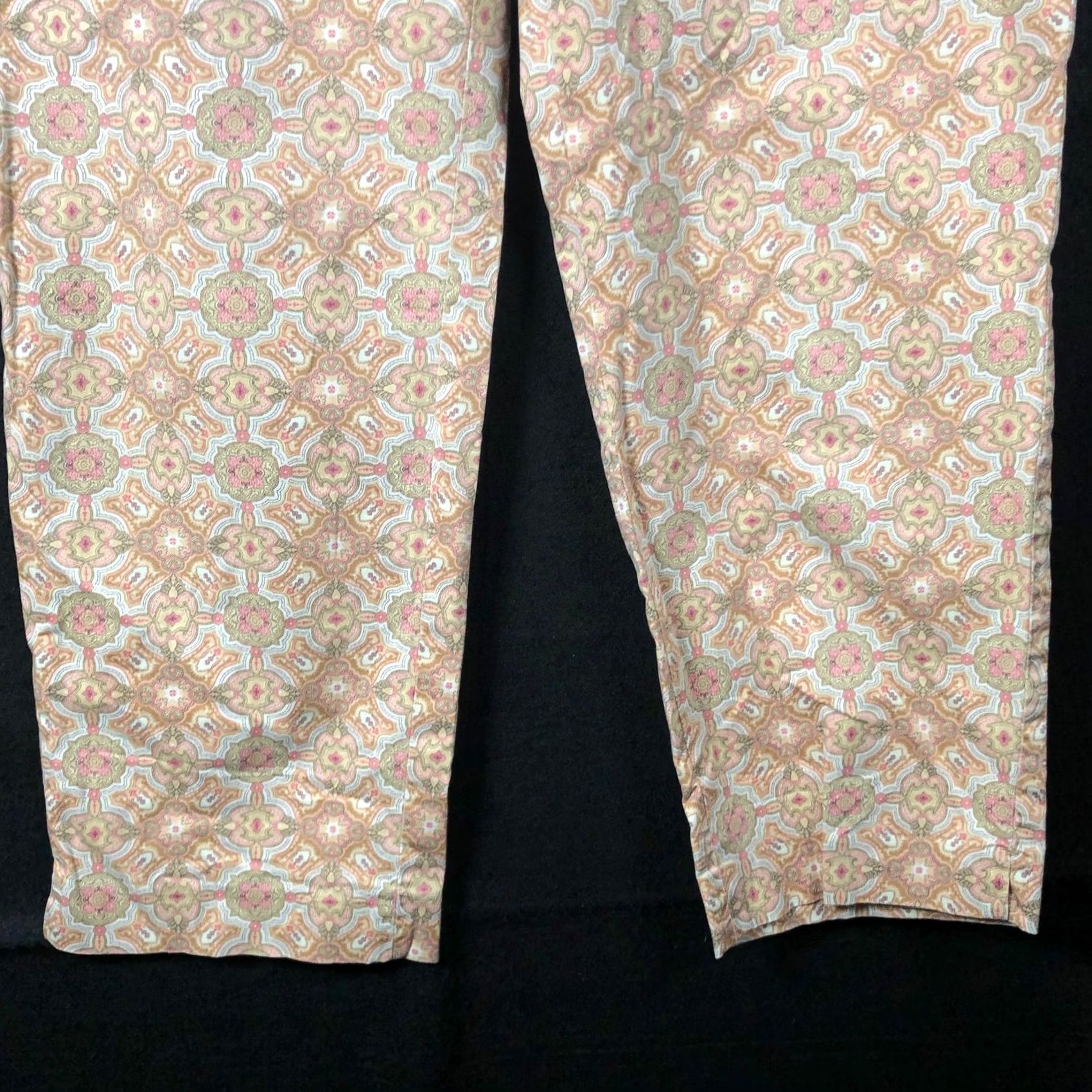 Talbots Talbots Womens Pants Tan Pink Paisley High Rise Chino Cropped Stretch 8 Size 30" / US 8 / IT 44 - 3 Thumbnail