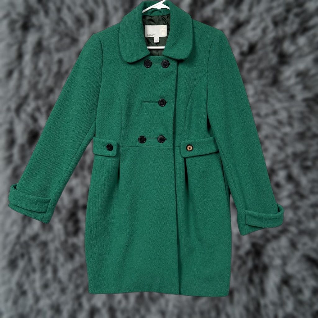 Old Navy Old Navy Peacoat Womens M Green Wool Blend Pleated Mod Dark Academia Twee Y2K Size M / US 6-8 / IT 42-44 - 1 Thumbnail