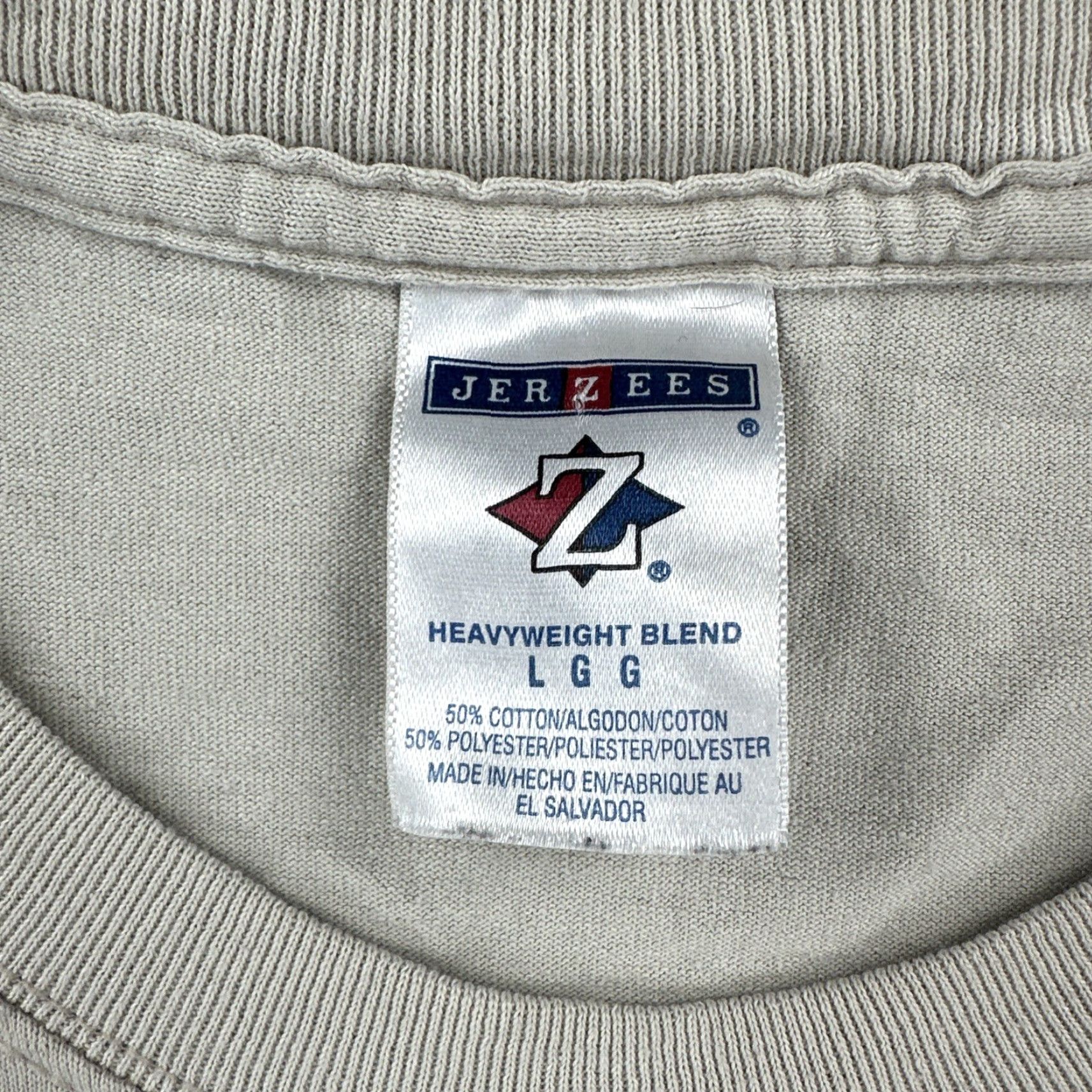 Jerzees VINTAGE Jerzees T-Shirt Beige Crew Neck Short Sleeve Military 2007-2008 JERZEES Mens Large Beige T Shirt U.S. Military Size US L / EU 52-54 / 3 - 7 Thumbnail