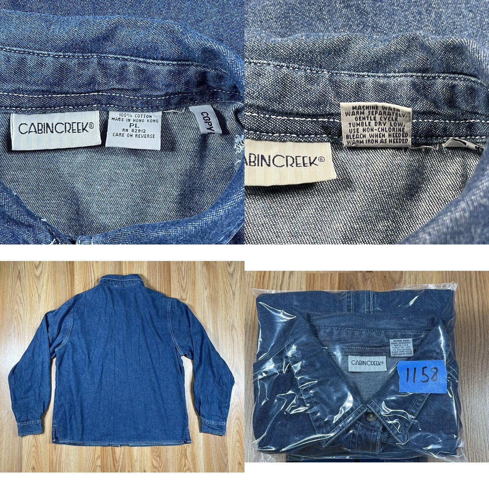 Denime Cabin Creek Womens Shirt Denim Button-Up Blue Long Sleeve Petite Size L Size L / US 10 / IT 46 - 8 Thumbnail