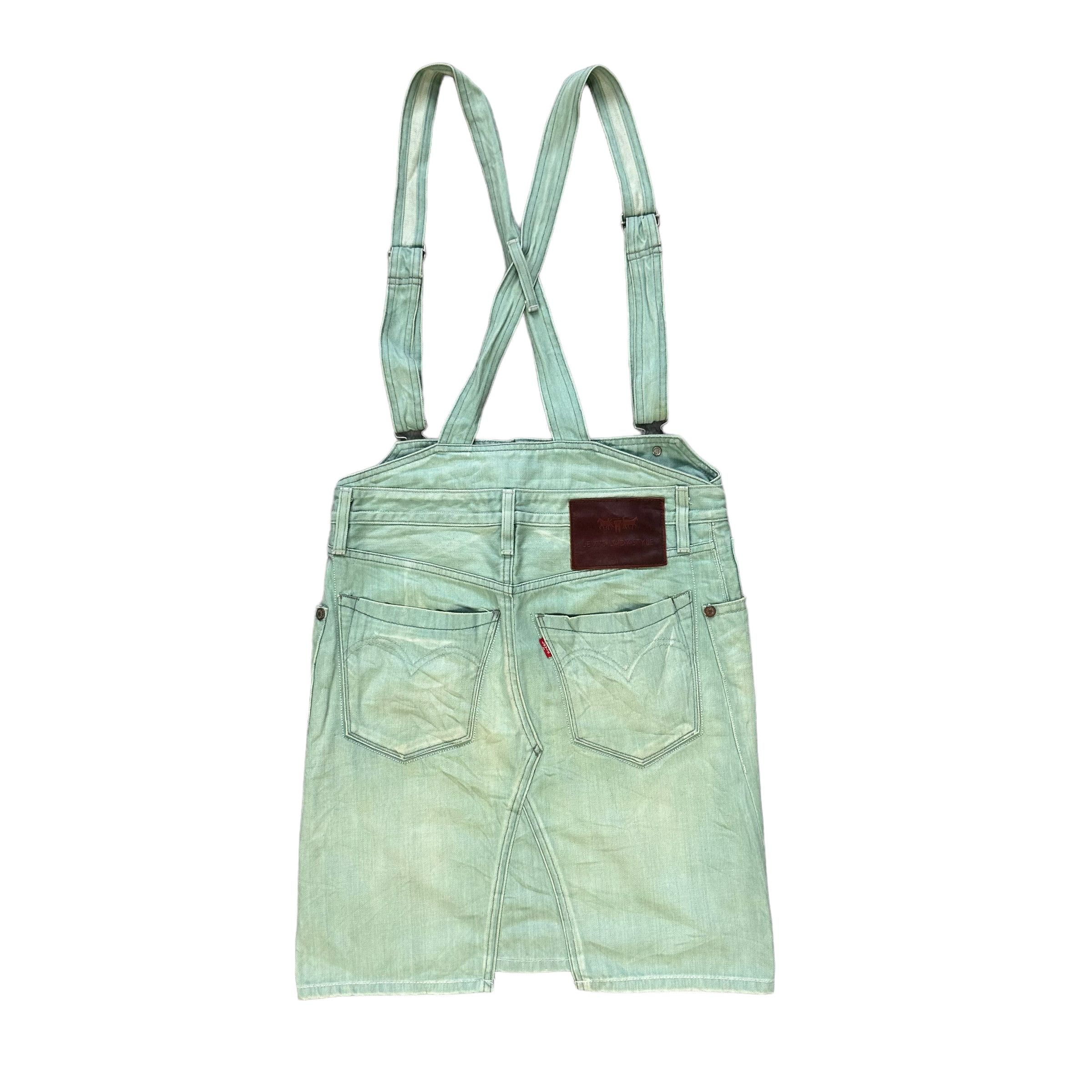 Levi's LEVIS LADY STYLE OVERALL MINI SKIRT IN GREEN DENIM #8659-019 Size 31" - 11 Thumbnail