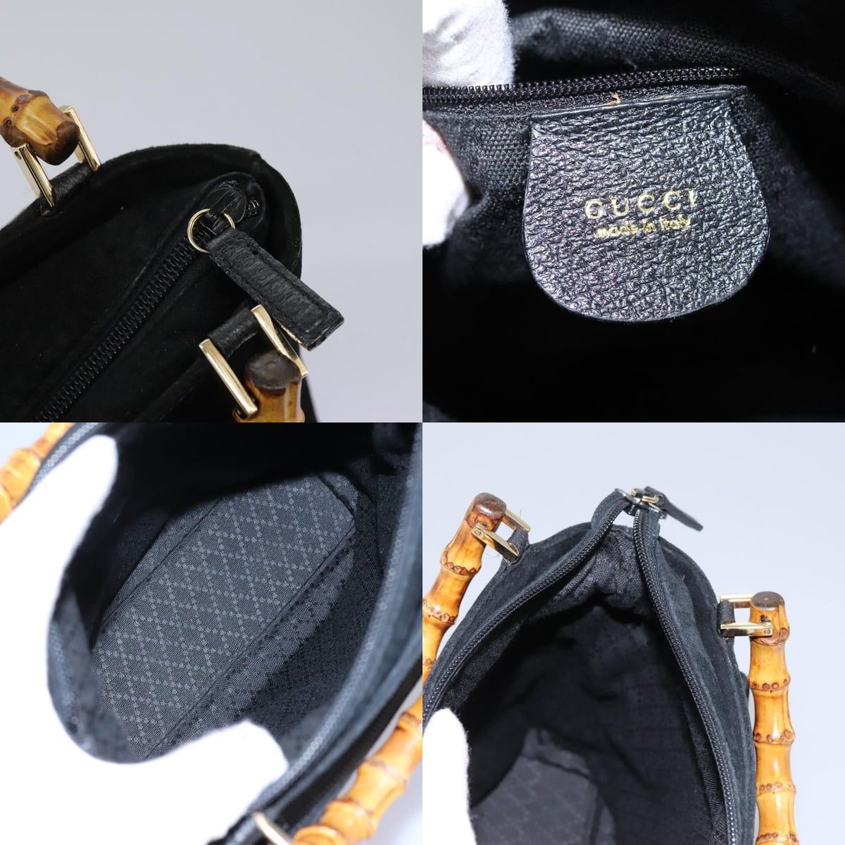 Gucci GUCCI Bamboo Handbag Suede Black Gold 000 2265 000 2265 Size ONE SIZE - 11 Thumbnail