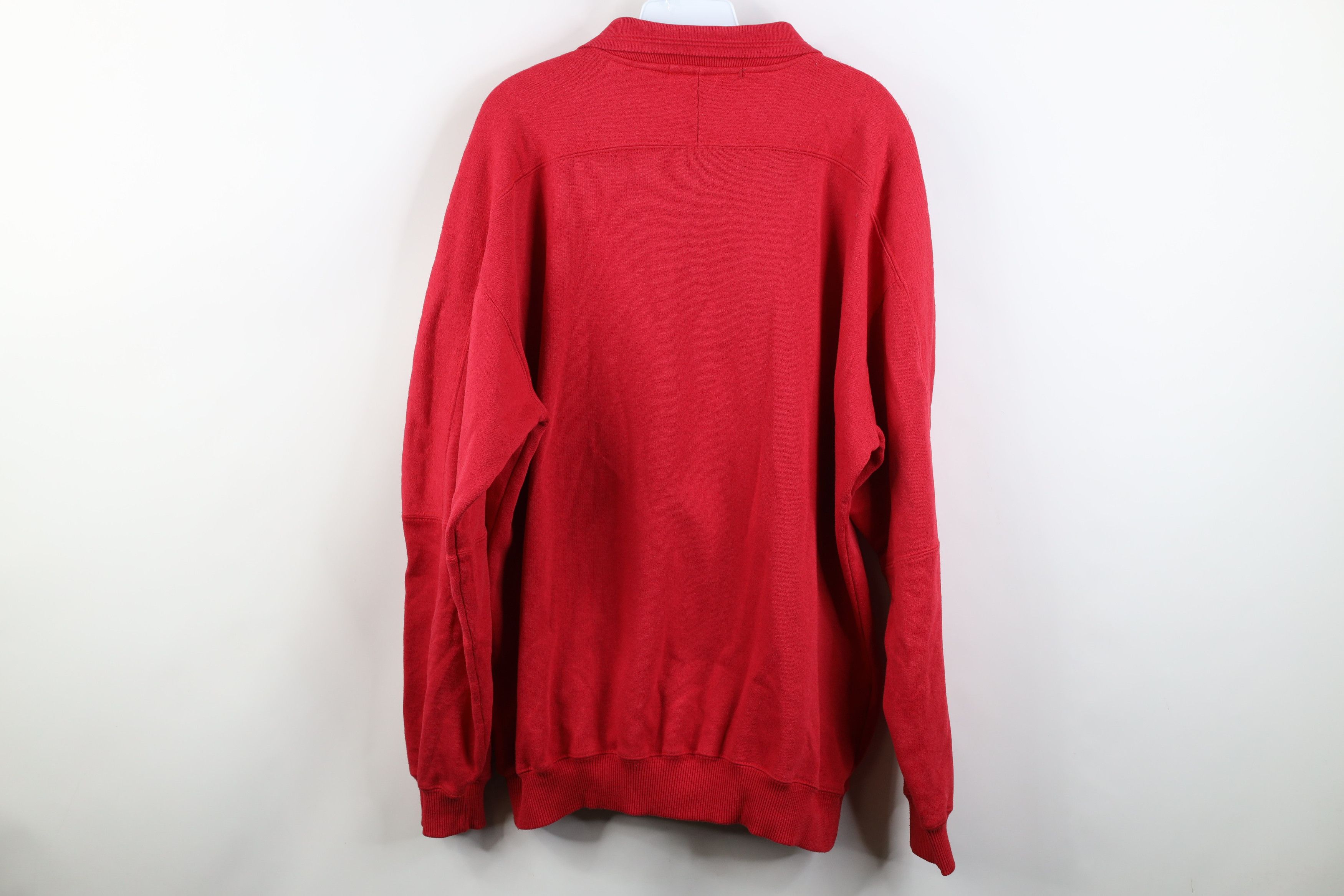 Vintage Vintage 90s Streetwear Faded Heavy Collared Sweatshirt Red Size US L / EU 52-54 / 3 - 13 Thumbnail