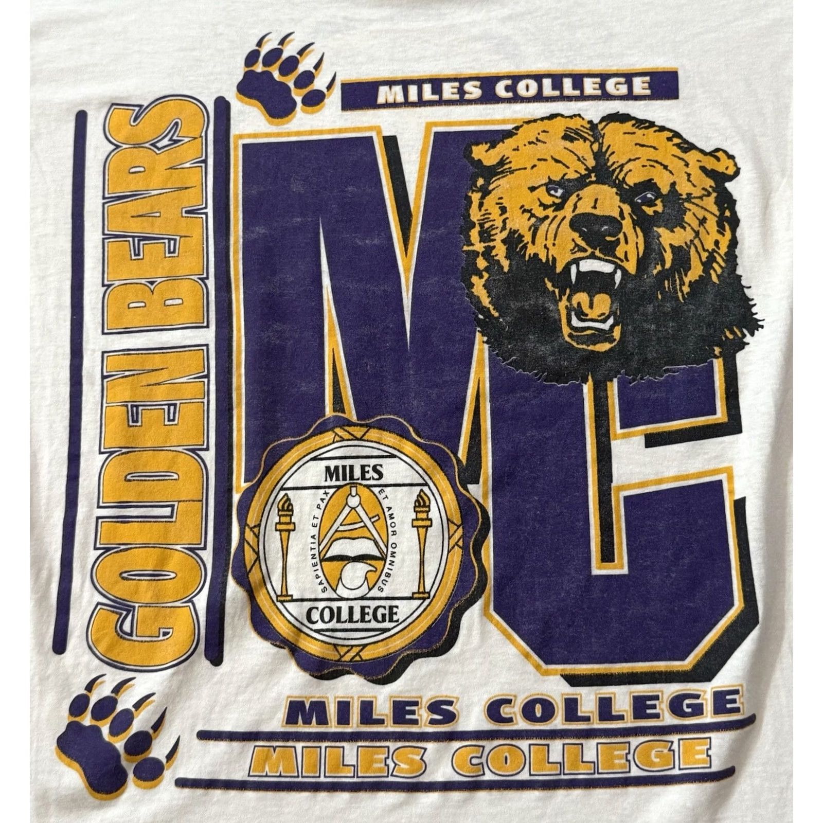 Vintage VINTAGE Miles College Golden Bears ‘Demanding Respect’ Shirt XL HBCU Alabama Shirt Mens 90s USA College Logo White T-Shirt Size US XL / EU 56 / 4 - 3 Thumbnail