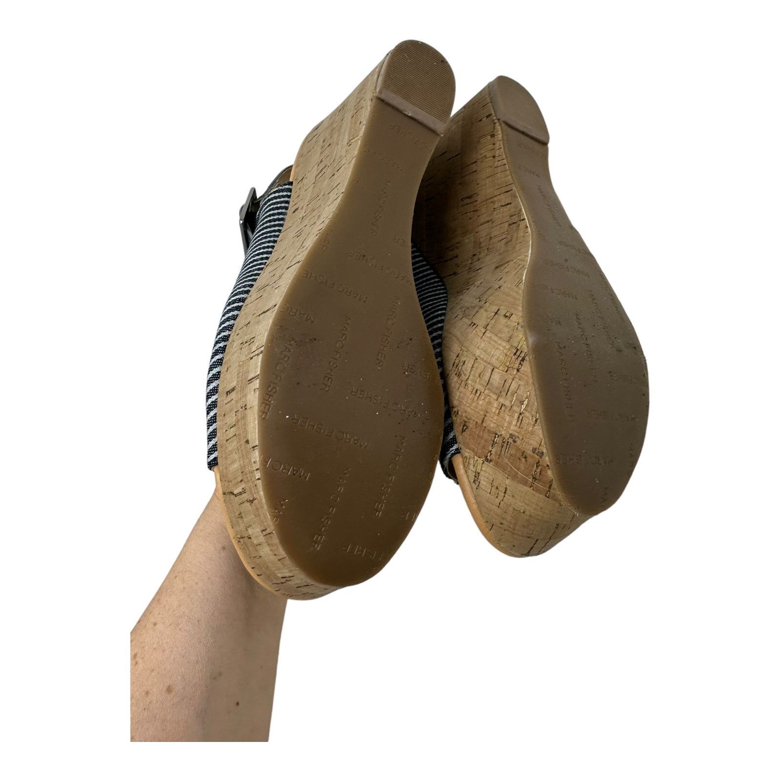 Marc Fisher Marc Fisher Sinthya Blue Denim Wedge Slingback Sandals 7.5 Size US 7.5 / IT 37.5 - 3 Thumbnail