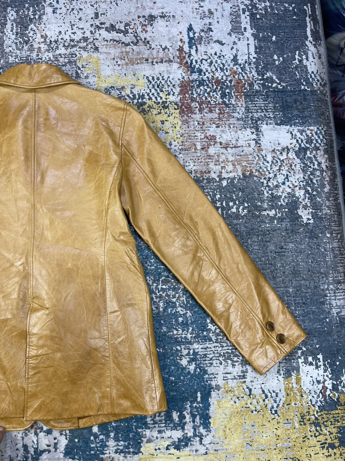 Japanese Brand Pour La Frime Butterscotch Buffalo Hide Leather Blazer Size XS / US 0-2 / IT 36-38 - 7 Thumbnail