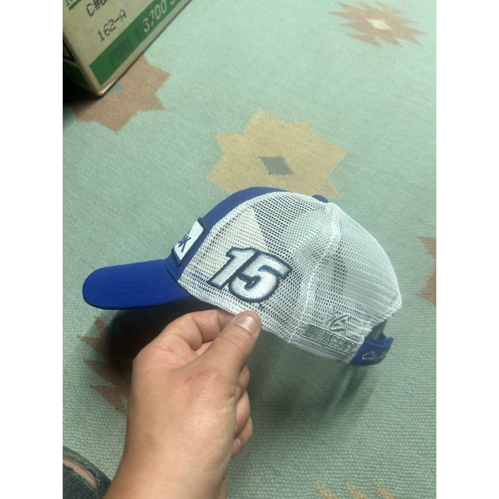 NASCAR VINTAGE Clint Bowyer Strapback hat cap nascar racing peak oil patch blue white Mens Adjustable Blue Nascar 90s Event Size ONE SIZE - 3 Thumbnail