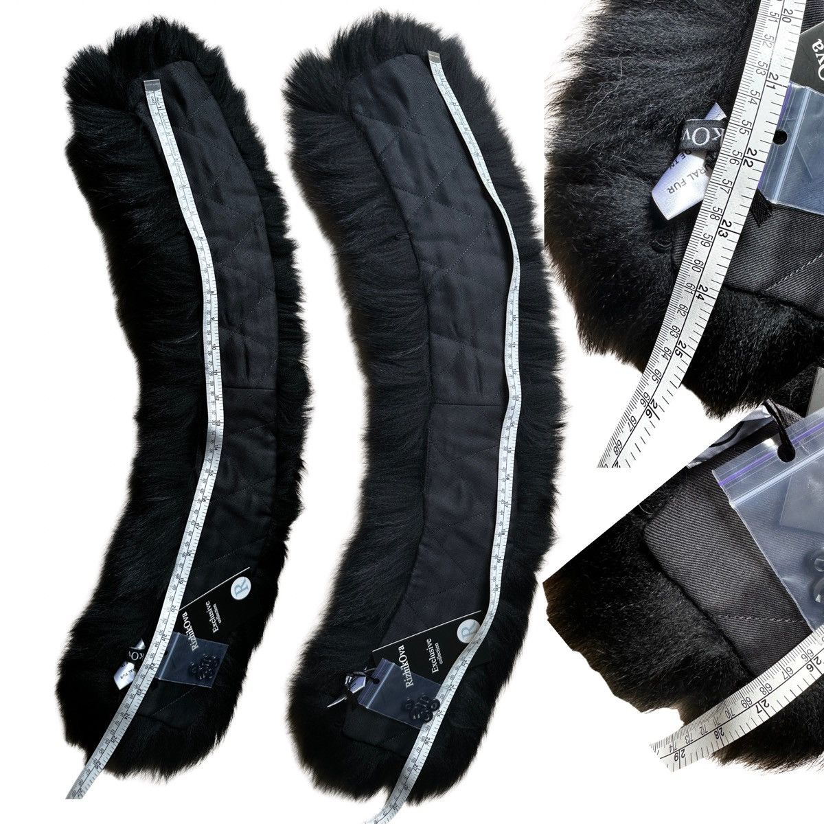 Other Black Fur Collar with Lining and Buttons Attach Trim Size ONE SIZE - 4 Thumbnail