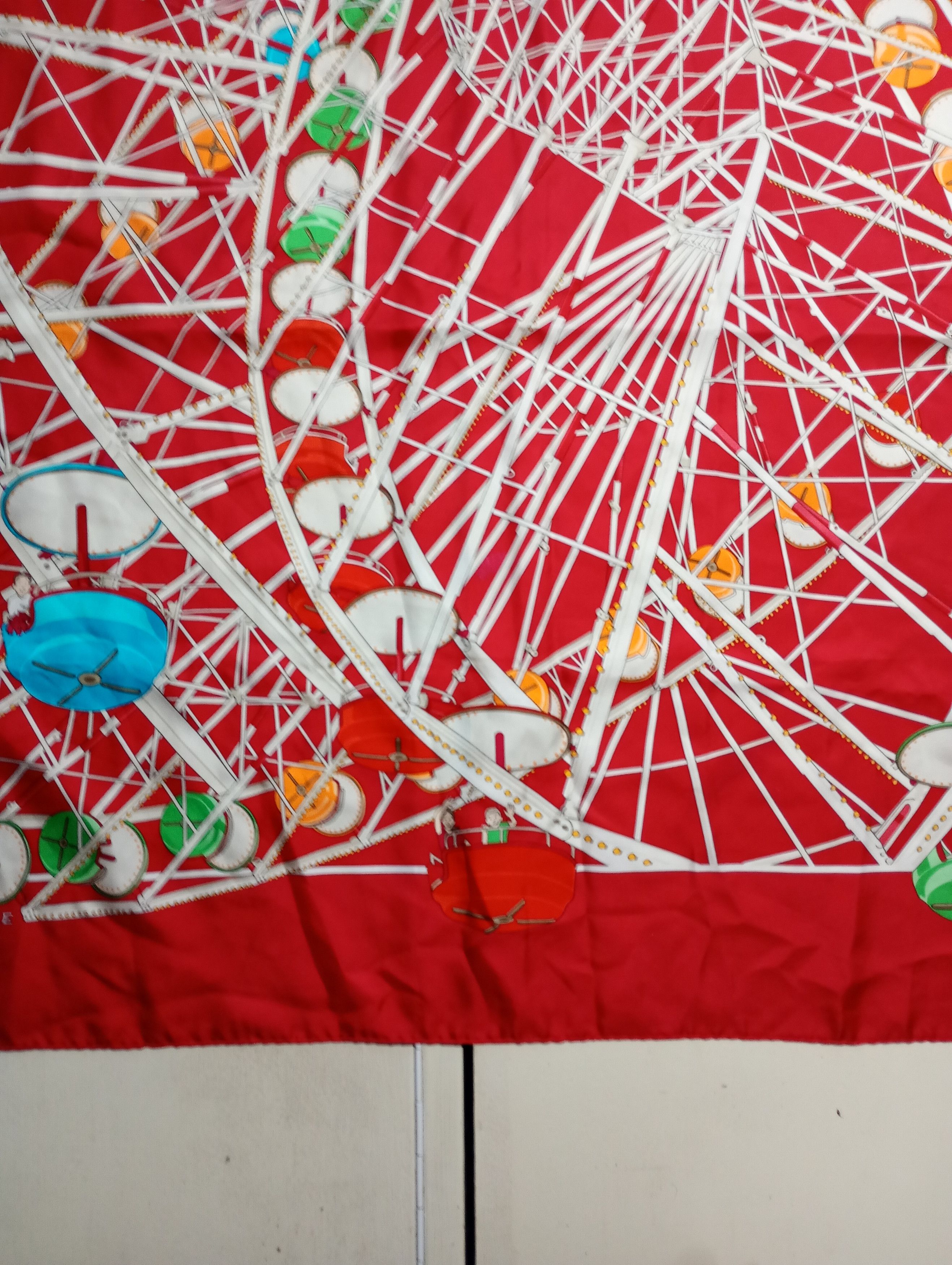 Hermes Hermès Red Grande Roue Carousel 90cm Silk Scarf Size ONE SIZE - 6 Thumbnail