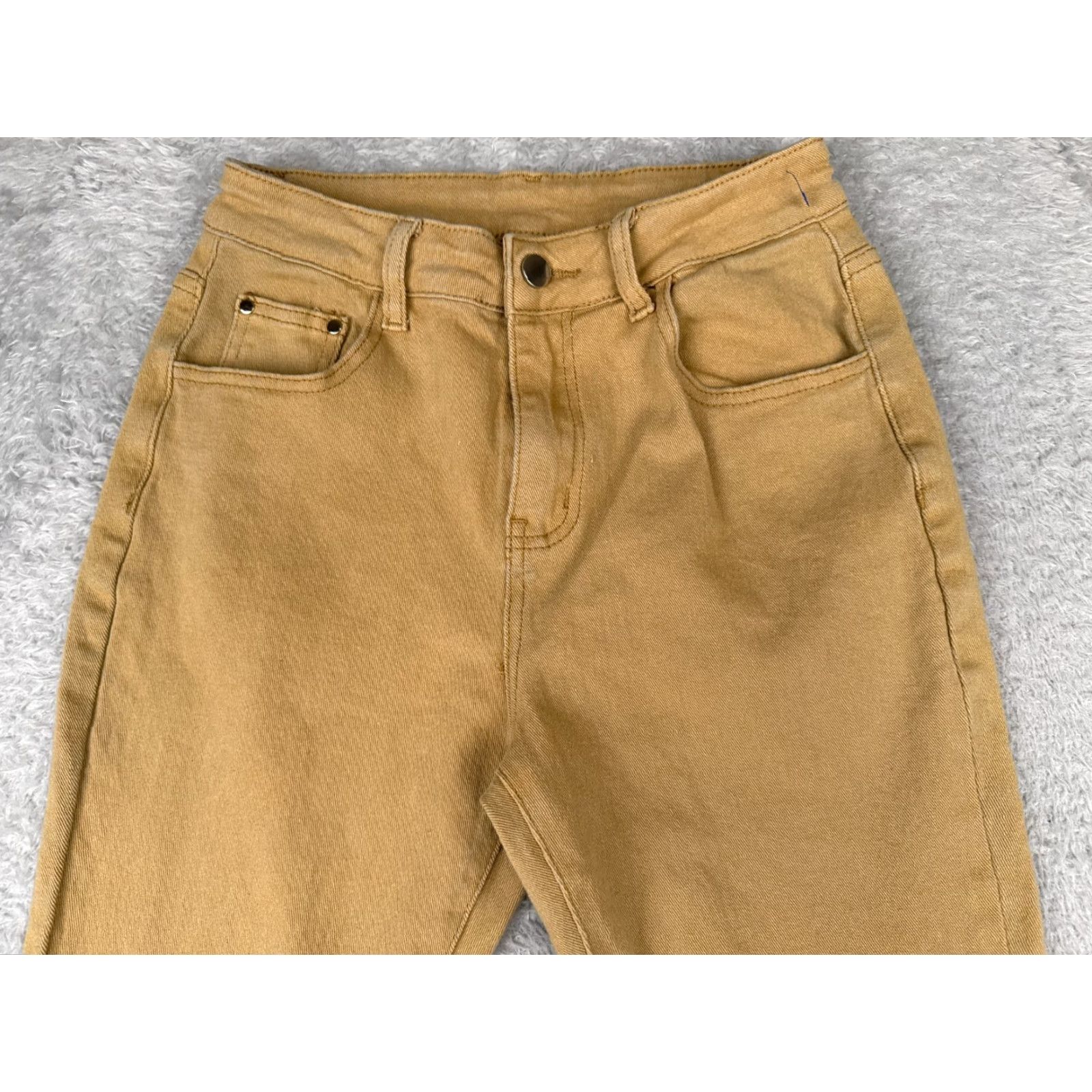 Lands' End VINTAGE Jeans Womens 25 Beige Butterscotch Flared High Rise Cotton Blend Raw Hem 25x28 Lands' End Denim 5-Pocket Womens Jeans Size 42" / US 20 - 4 Thumbnail