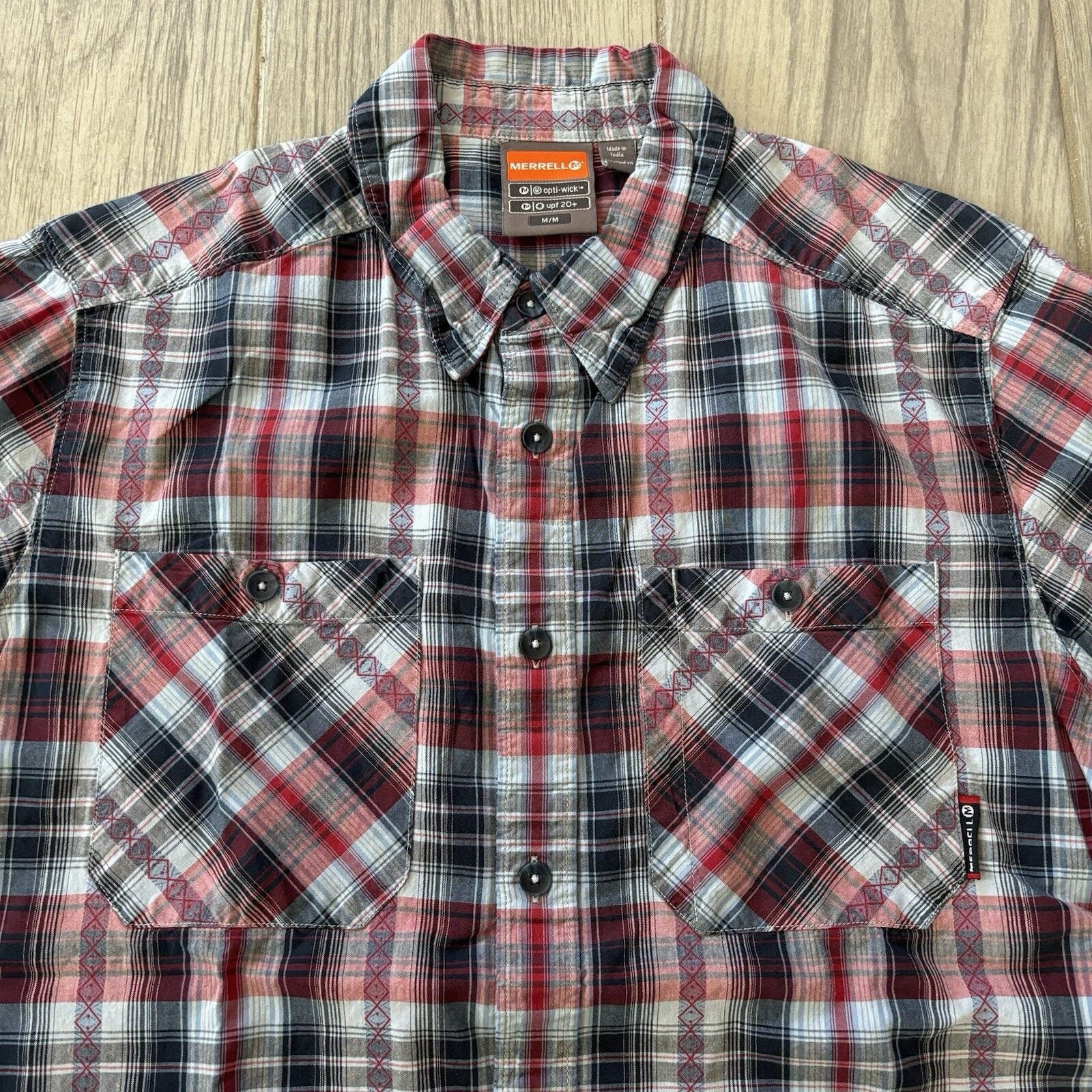 Merrell Merrell Hiking Shirt Men’s Medium UPF +20 Opti-Wick Red Blue Size US M / EU 48-50 / 2 - 3 Thumbnail