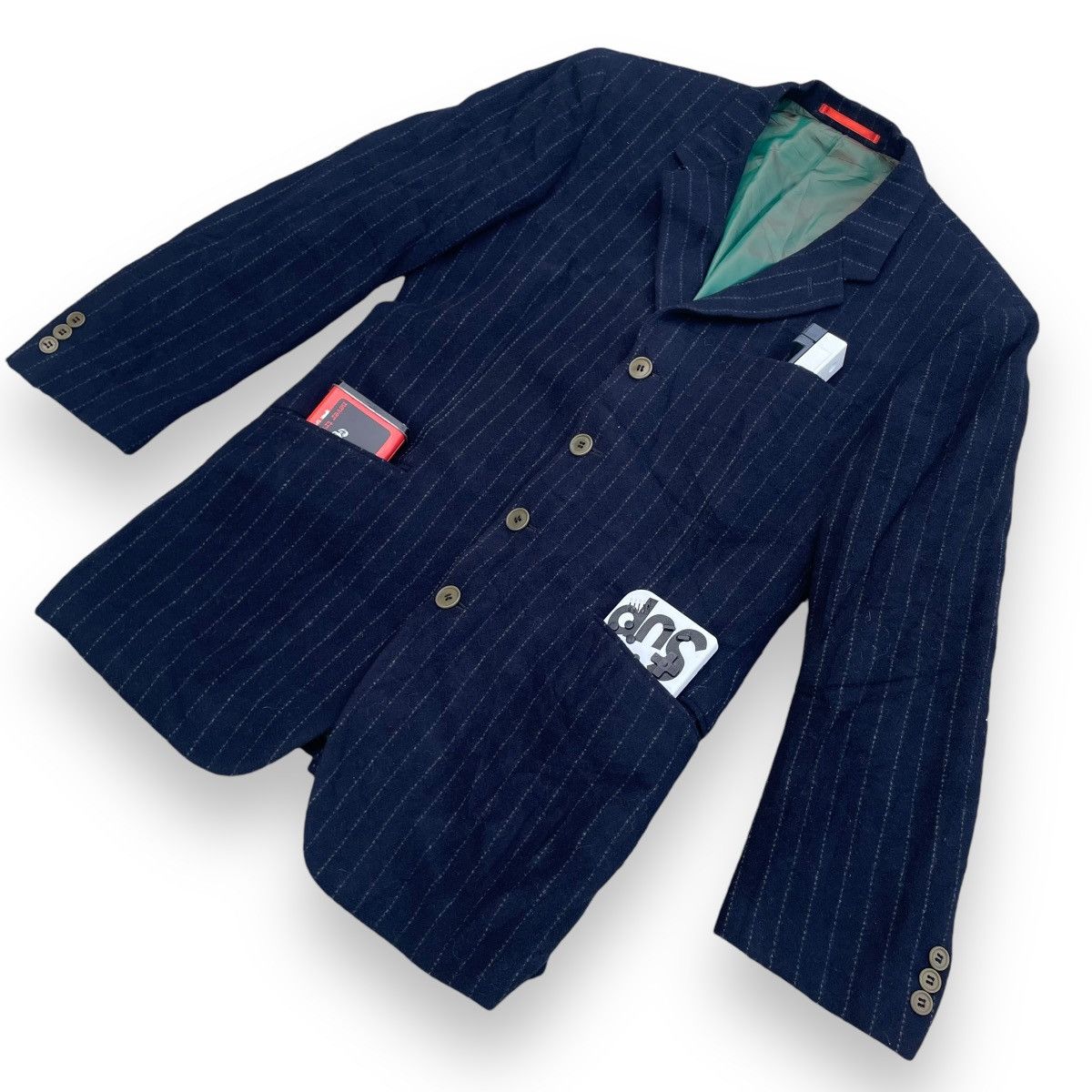 Paul Smith × Vintage PAUL SMITH LONDON STRIPES PADDED WOOL BLAZER JACKET Size US M / EU 48-50 / 2 - 3 Thumbnail