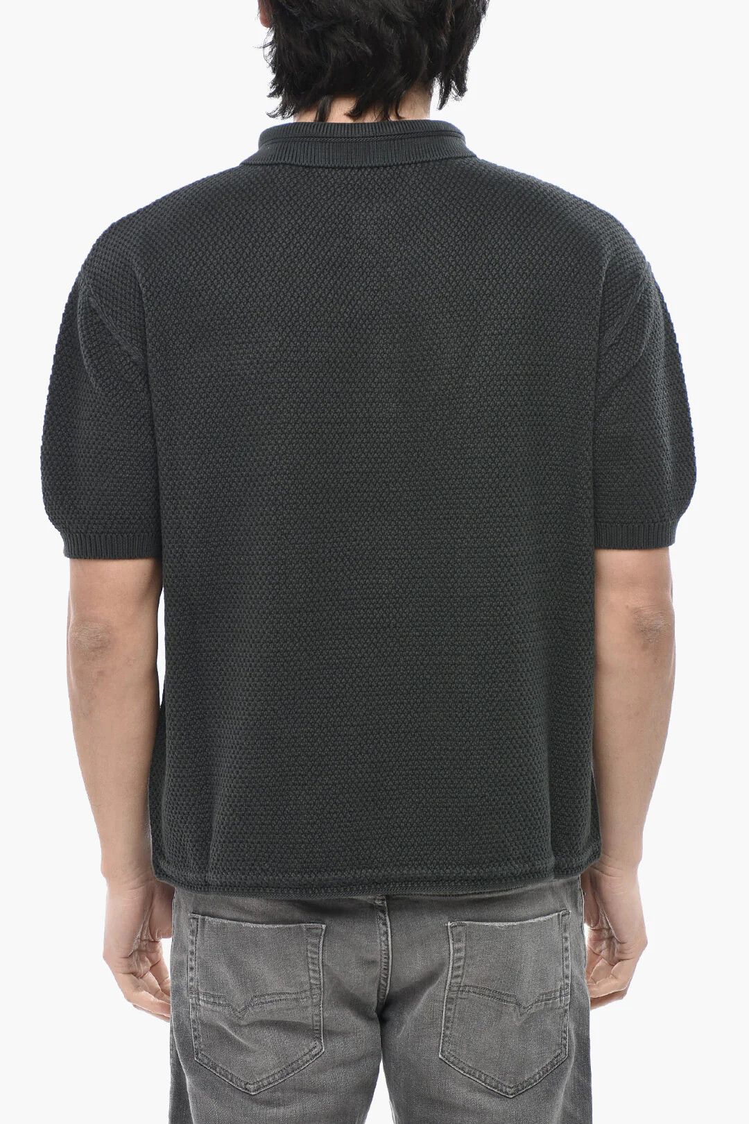 Palm Angels og1mm0226 3-Button Moss Stitch Knit Shirt in Black Size US L / EU 52-54 / 3 - 2 Thumbnail