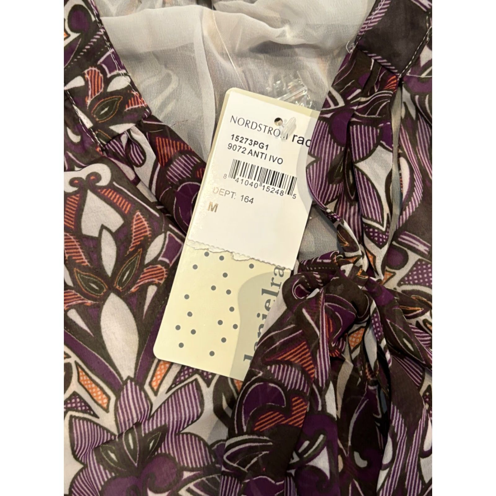 Vintage Daniel Rainn Blouse Womens L Purple Paisley Bohemian Peasant Long Sleeve Satin Polyester Chiffon Shirt Size L / US 10 / IT 46 - 3 Thumbnail